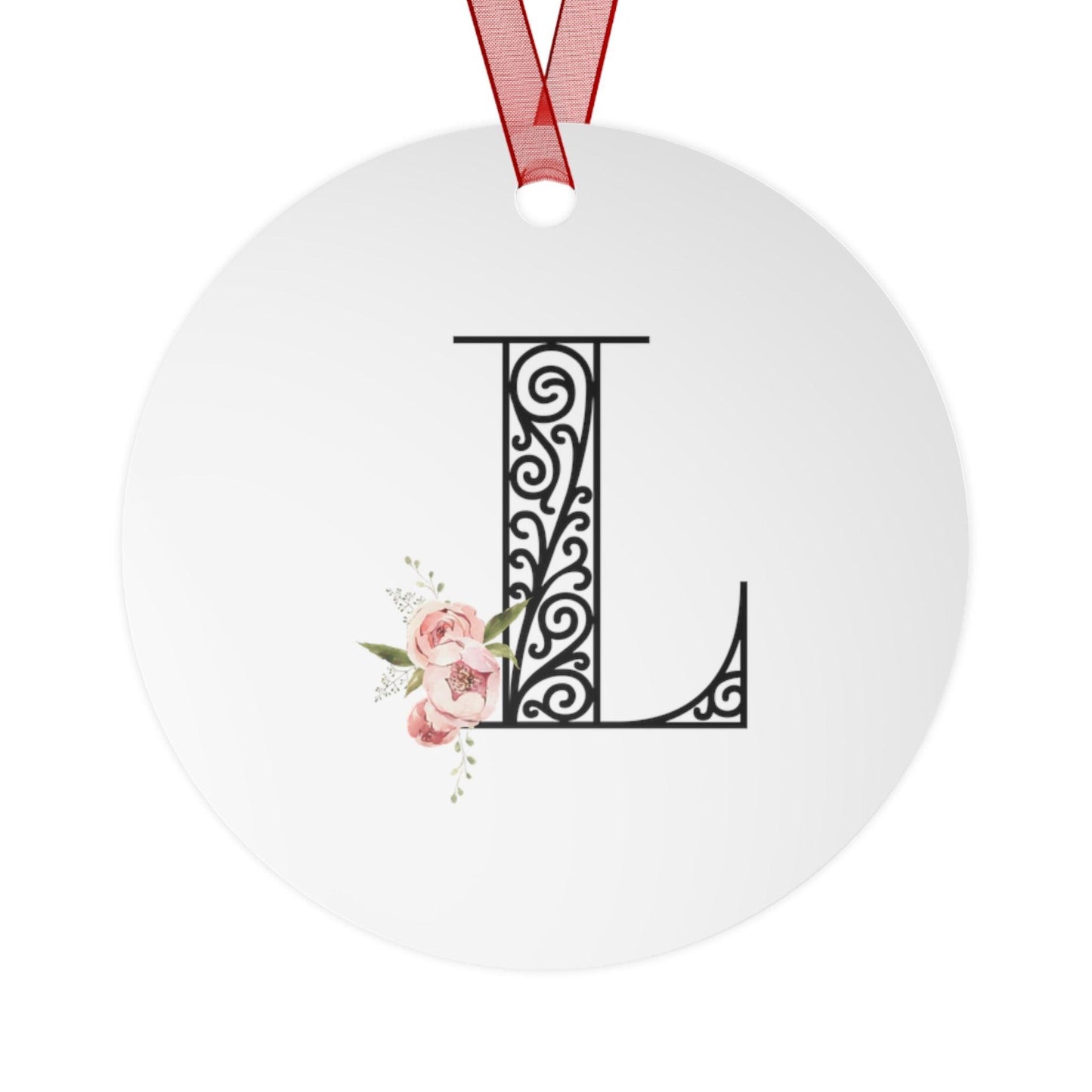 Floral Letters: Letter L - Metal Christmas Ornament - Whippie's