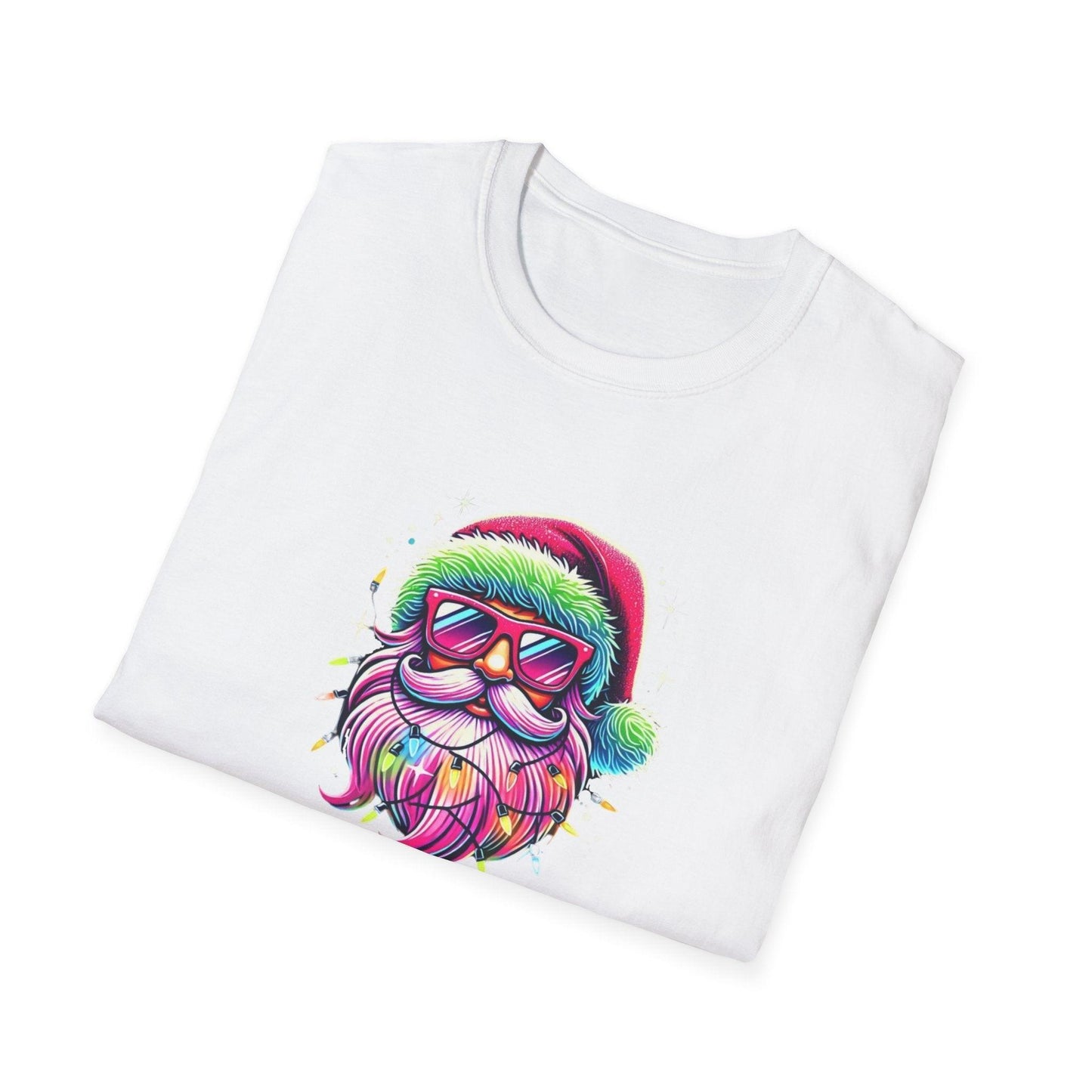 Shine Bright Like Santa! 🎅🎄🌈✨ - Unisex Softstyle T-shirt - Whippie's