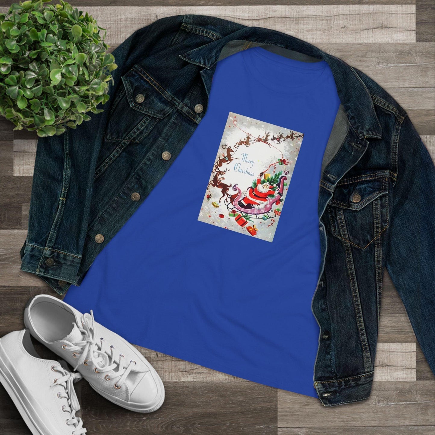 Merry Christmas - Santa and His Sleigh - Women's Tee - Whippie's
