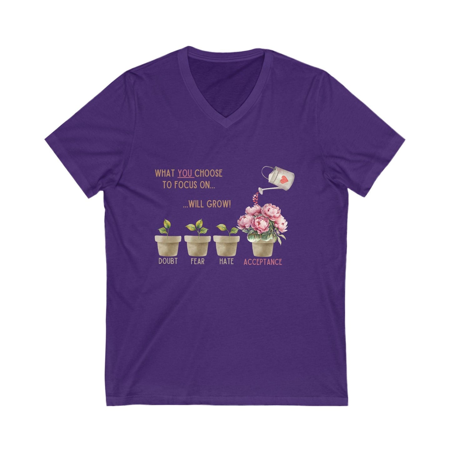What You Choose to Focus On... Will Grow!" V-Neck Tee - 🌱 Cultivate Positivity and Style! 🌱 - Whippie's