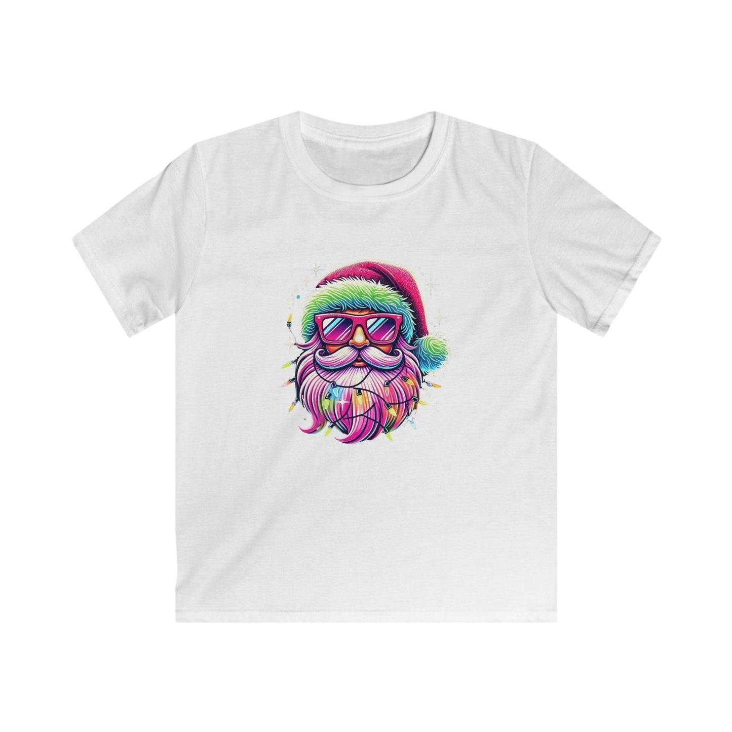 Shine Bright Like Santa! ✨🎅🎄🌈 Kids Softstyle Tee - Whippie's