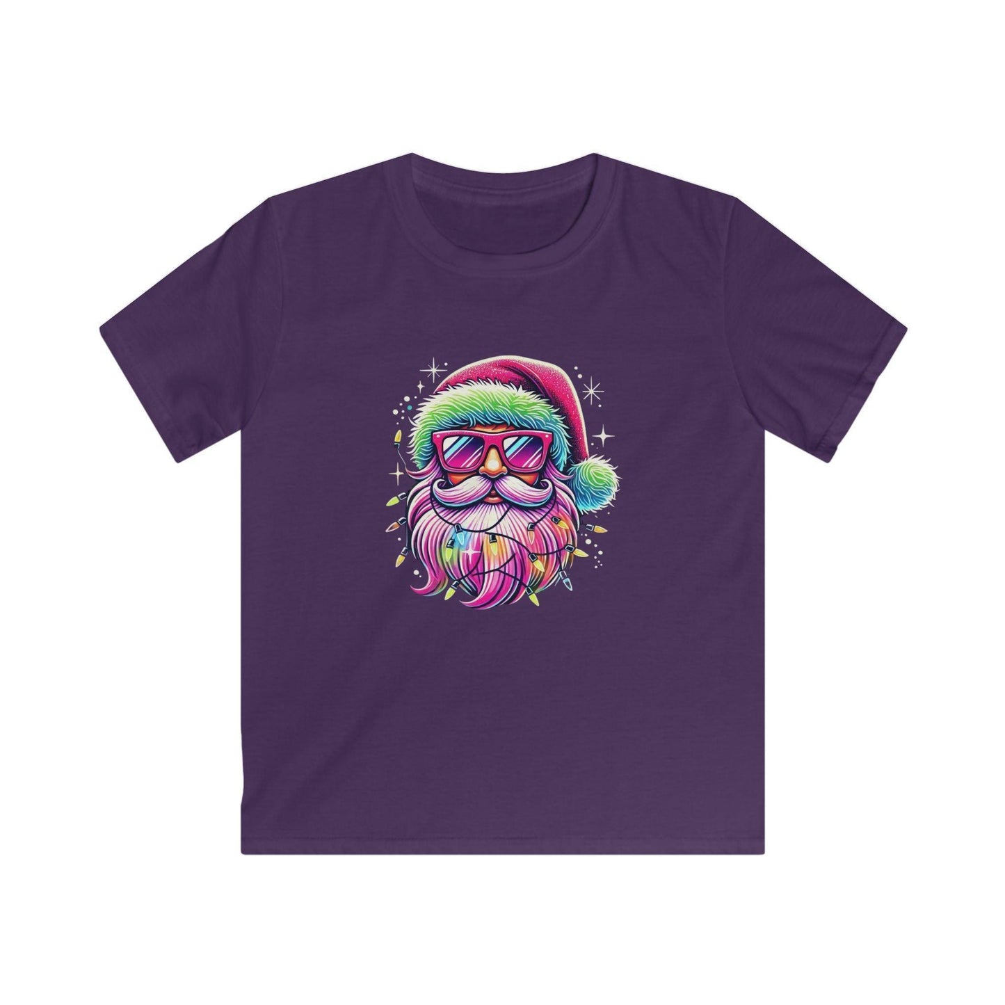 Shine Bright Like Santa! ✨🎅🎄🌈 Kids Softstyle Tee - Whippie's