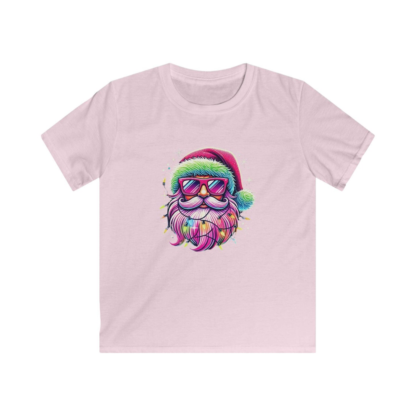 Shine Bright Like Santa! ✨🎅🎄🌈 Kids Softstyle Tee - Whippie's