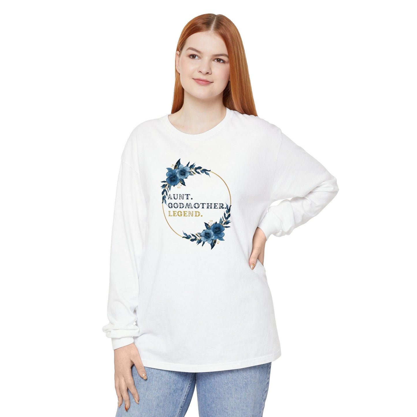 💐 Aunt. Godmother. Legend. Unisex Garment-Dyed Long Sleeve T-Shirt 👑 - Whippie's