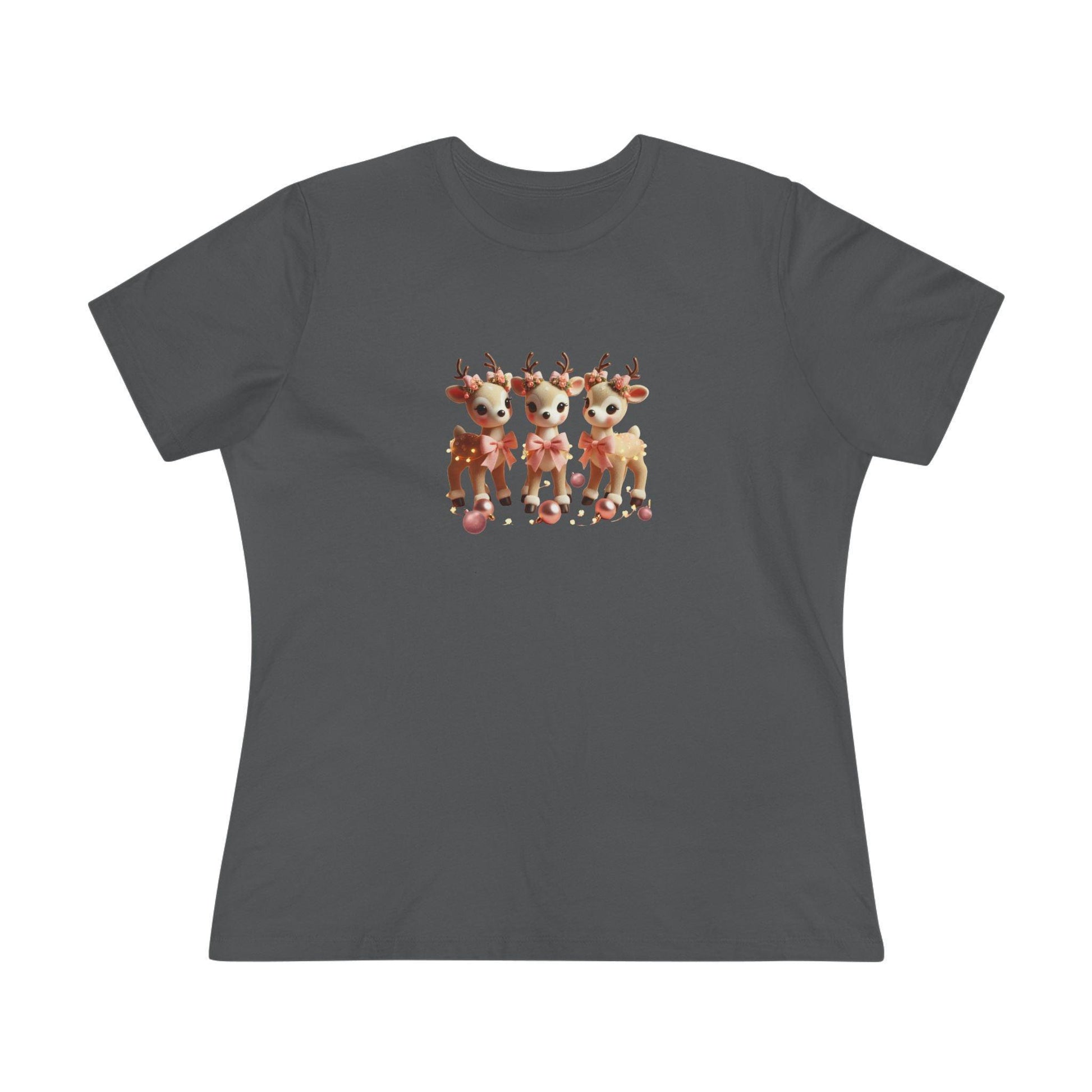 Rose Gold Reindeer Trio Christmas Decor - Women's Softstyle Tee - Whippie's