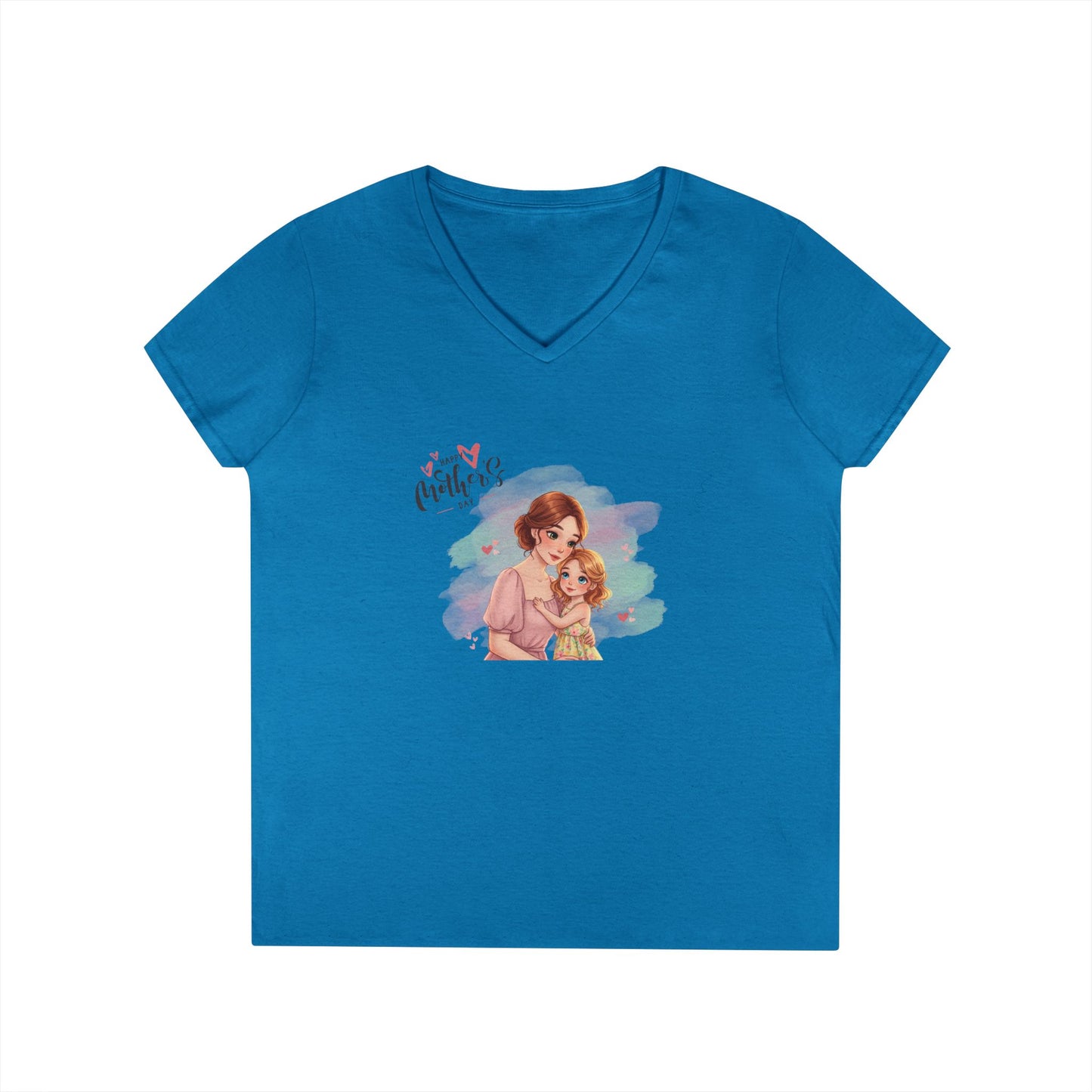 Happy Mother's Day Mom & Daughter Hug V-Neck T-Shirt - Whippie's