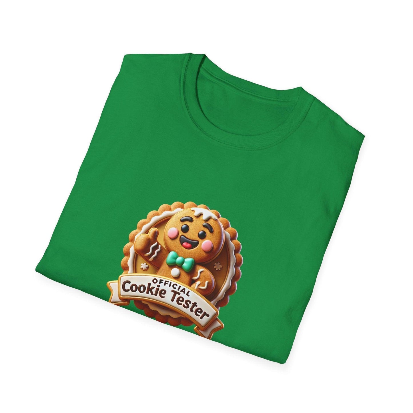 Official Cookie Tester 🍪 – Fun Gingerbread Design with Peeking Gingerbread Man - Unisex Softstyle Tee - Whippie's