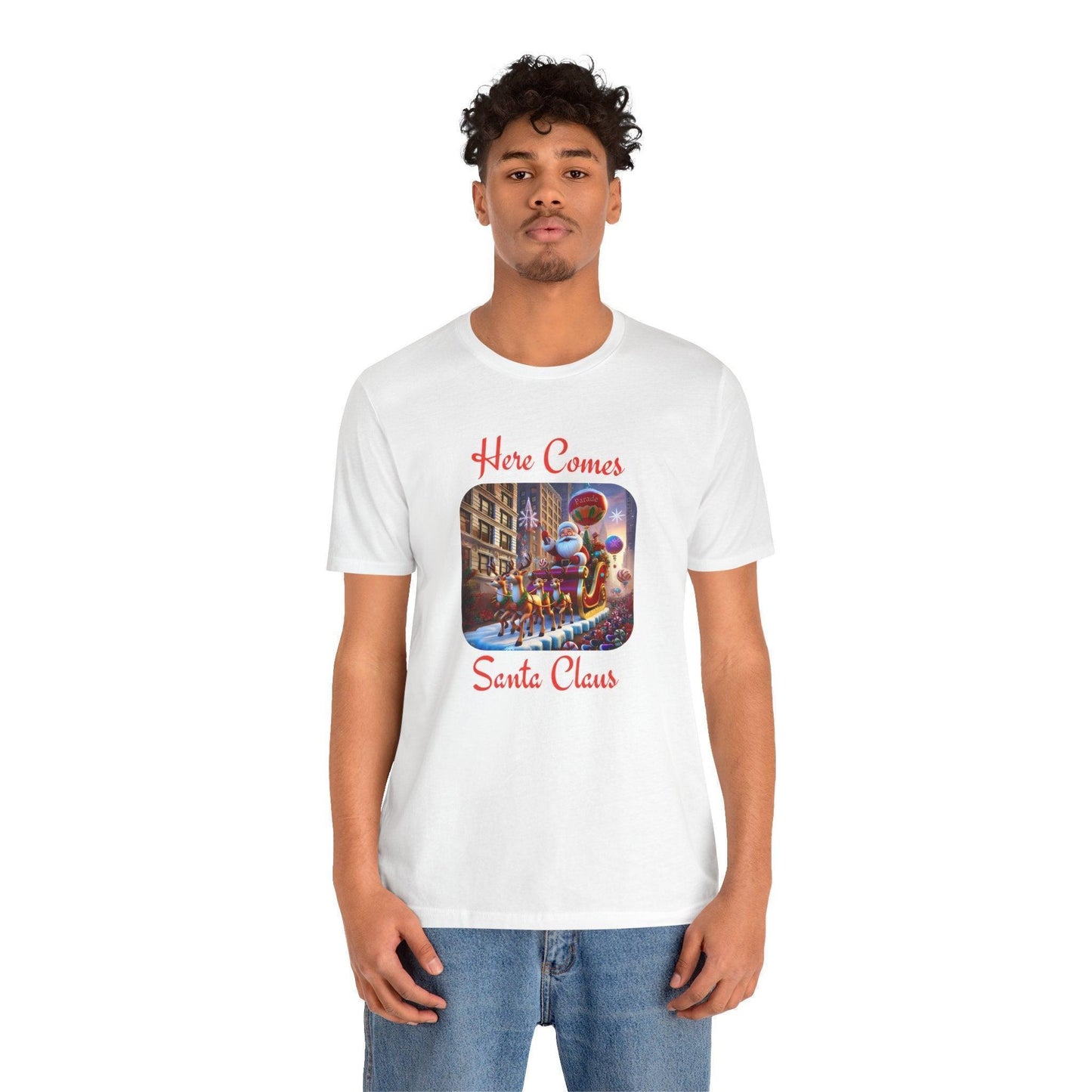 🎅 Here Comes Santa Claus 🎄 Unisex Jersey Tee ✨ - Whippie's