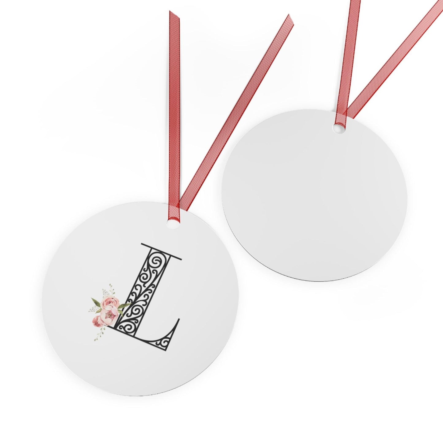 Floral Letters: Letter L - Metal Christmas Ornament - Whippie's