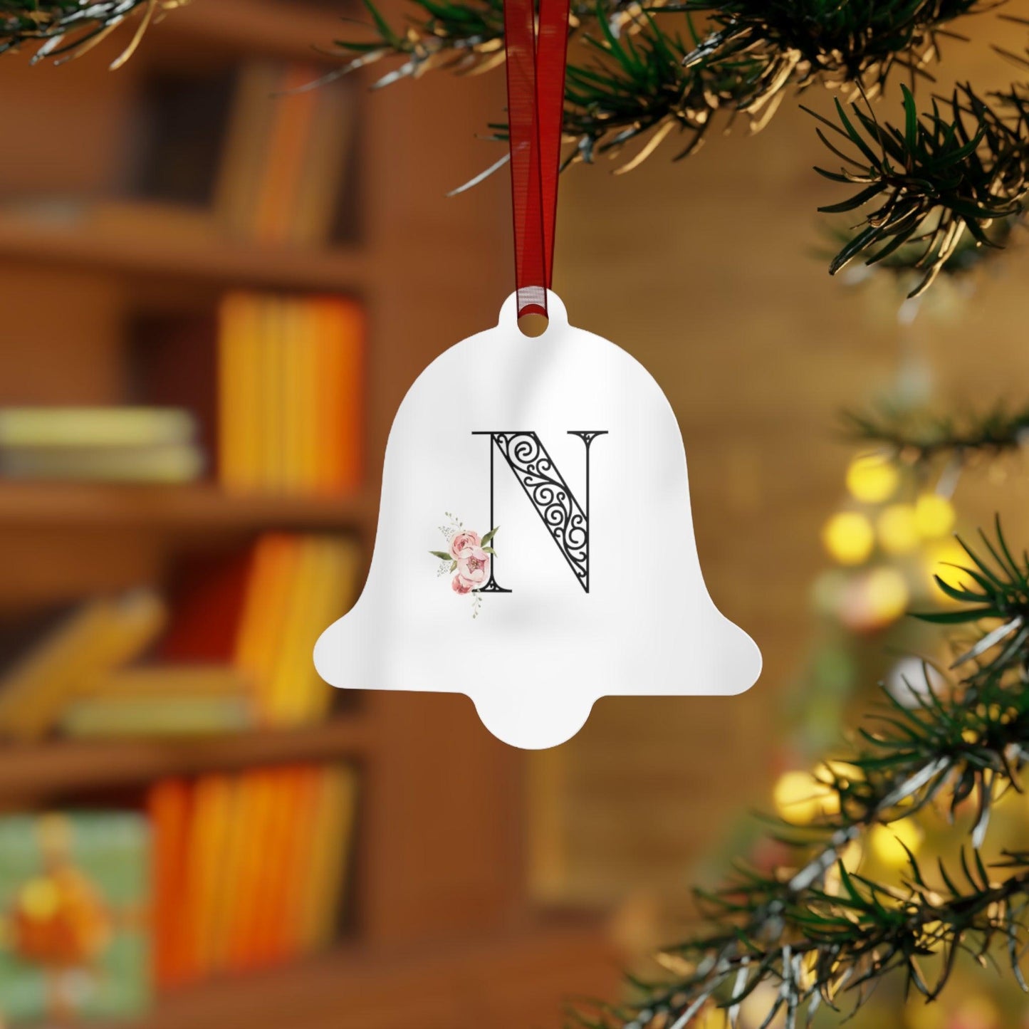 Floral Letters: Letter N - Metal Christmas Ornament - Whippie's