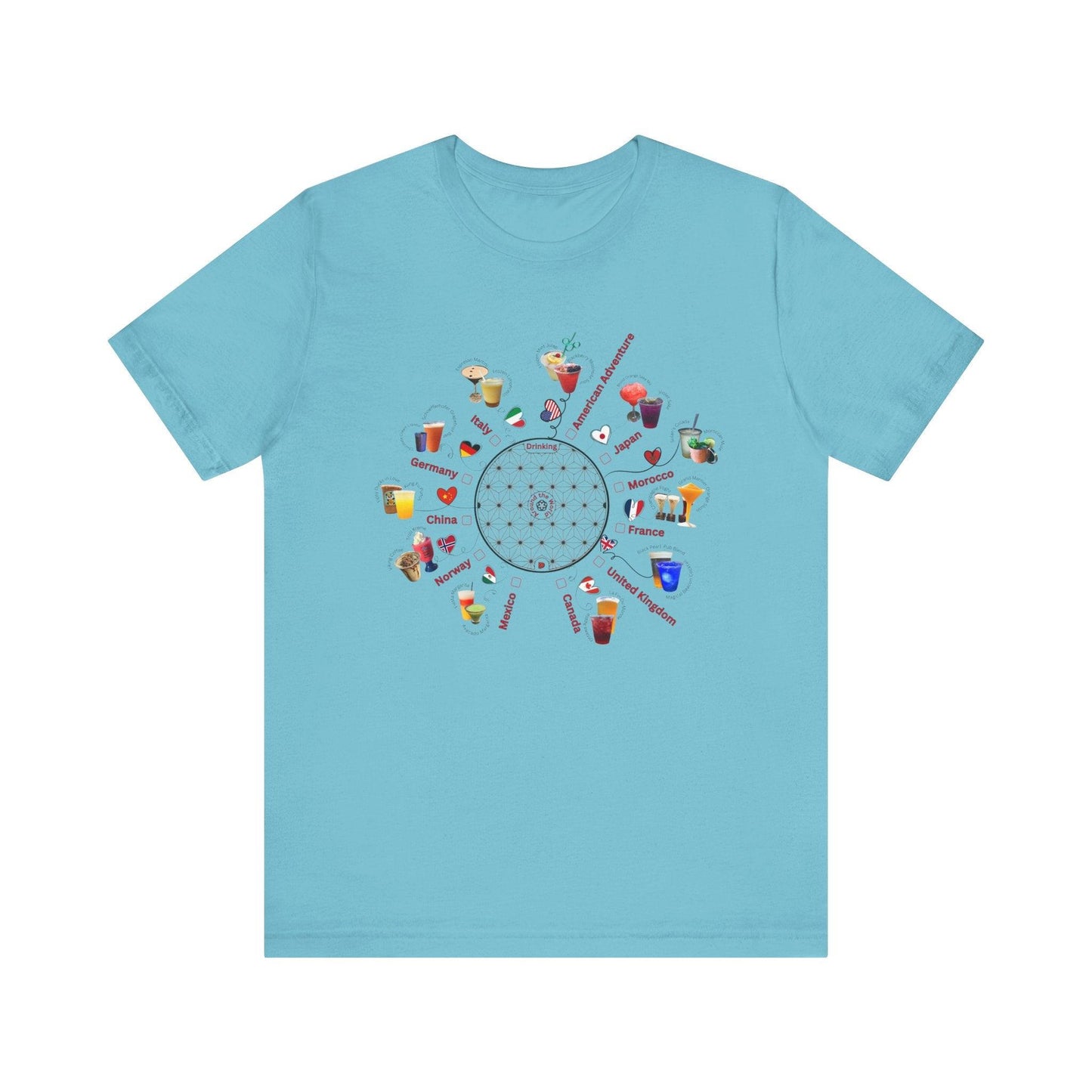 Drinking Around the World Check-Off Unisex Tee - Whippie's