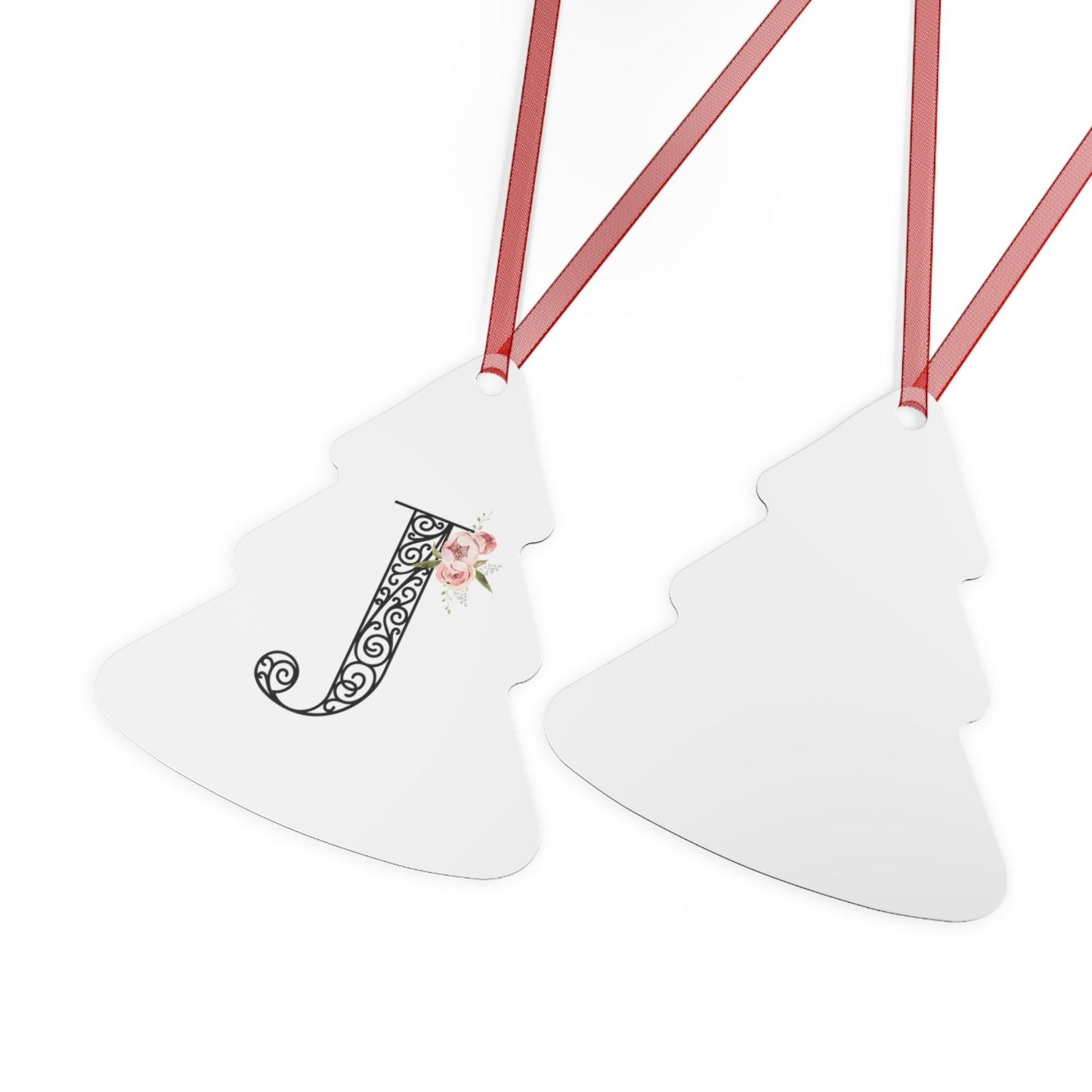 Floral Letters: Letter J - Metal Christmas Ornament - Whippie's