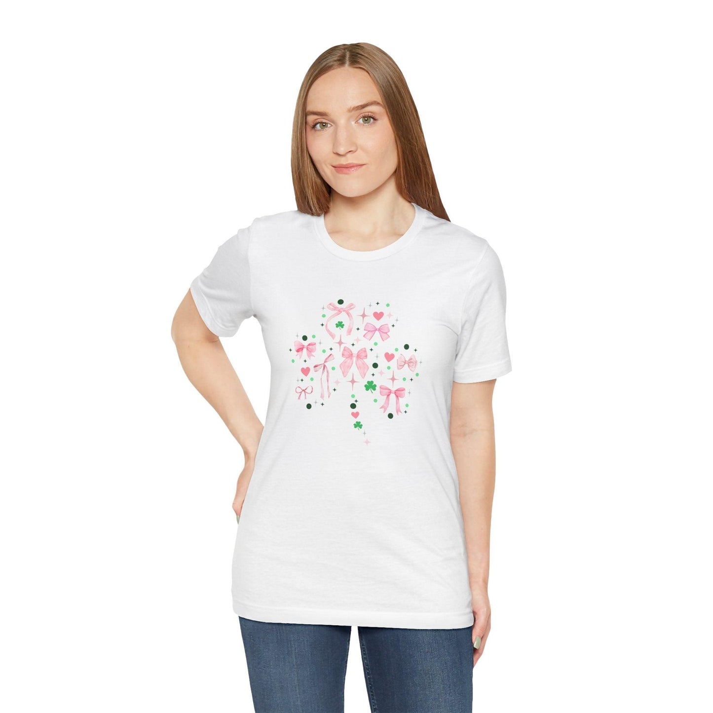 Shamrock Sparkle Unisex Jersey Tee - ☘️💖 Shine Bright this St. Patrick's Day! 💖☘️ - Whippie's