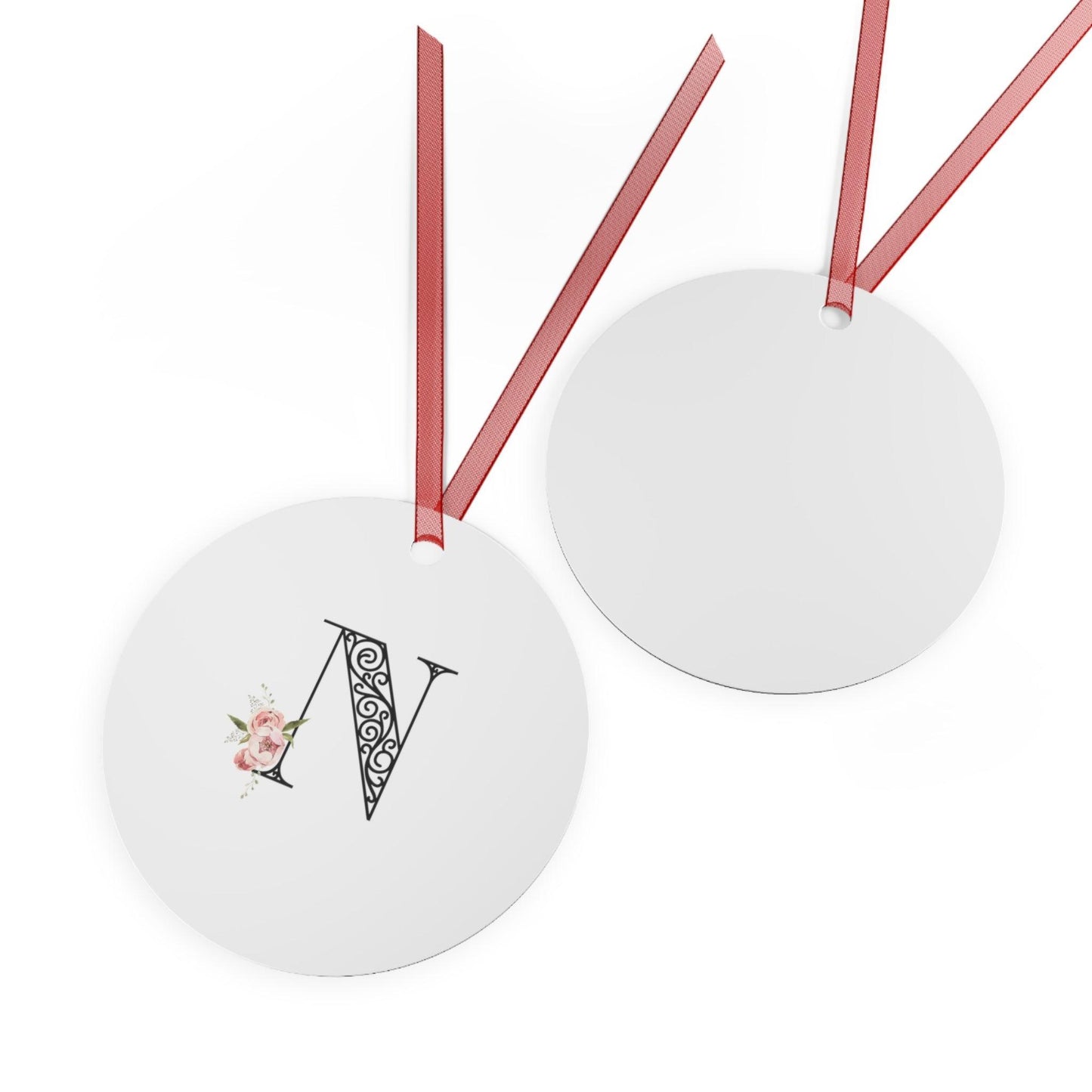 Floral Letters: Letter N - Metal Christmas Ornament - Whippie's