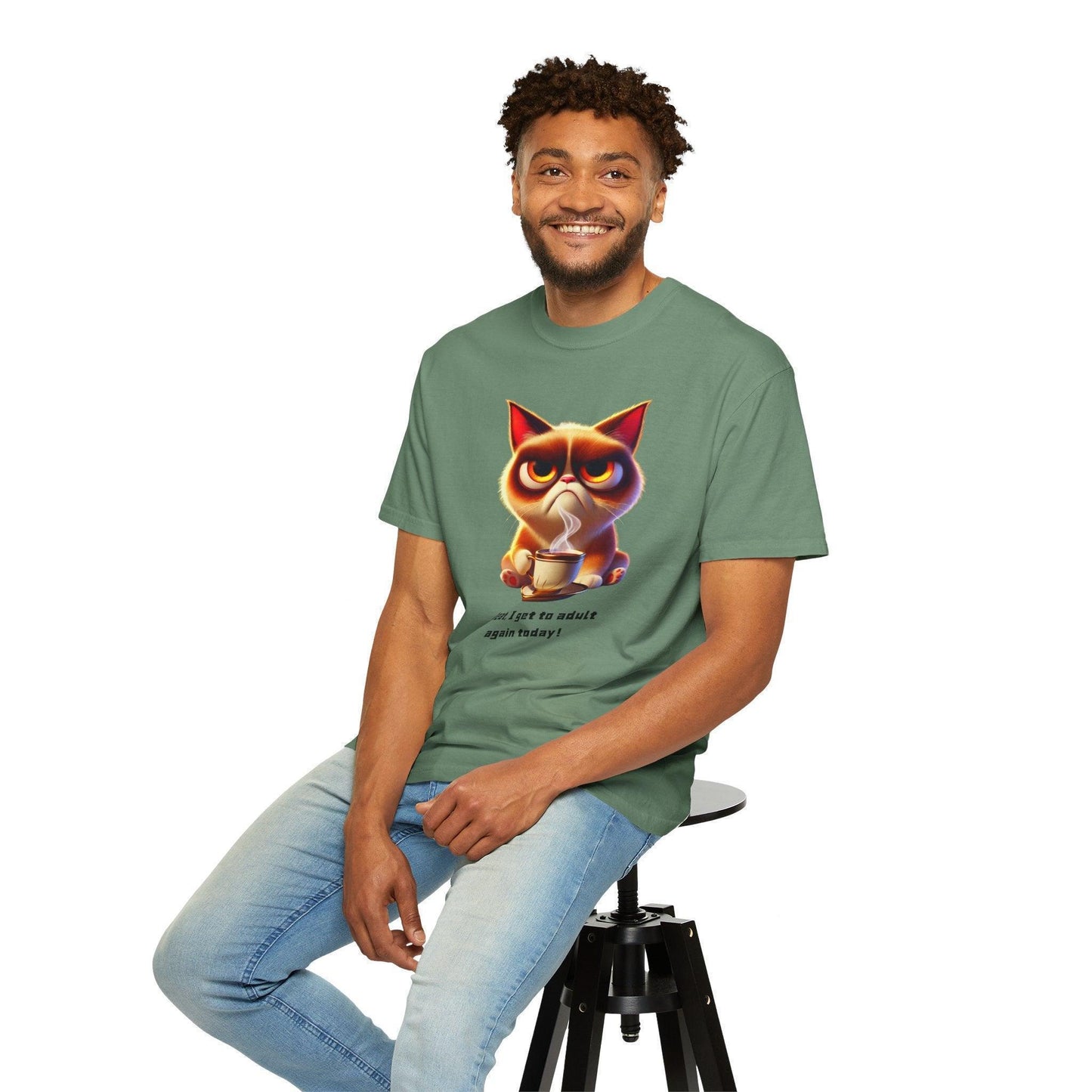 Adulting Again 😾☕ Unisex Garment-Dyed Tee 😹 - Whippie's