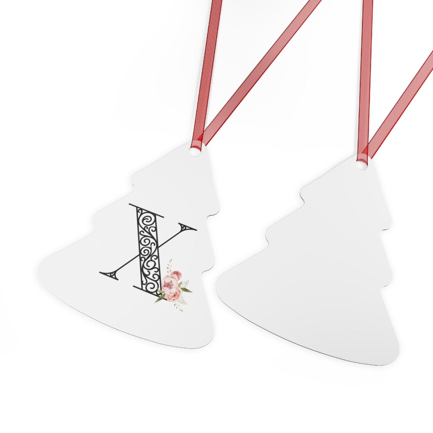 Floral Letters: Letter X - Metal Christmas Ornament - Whippie's