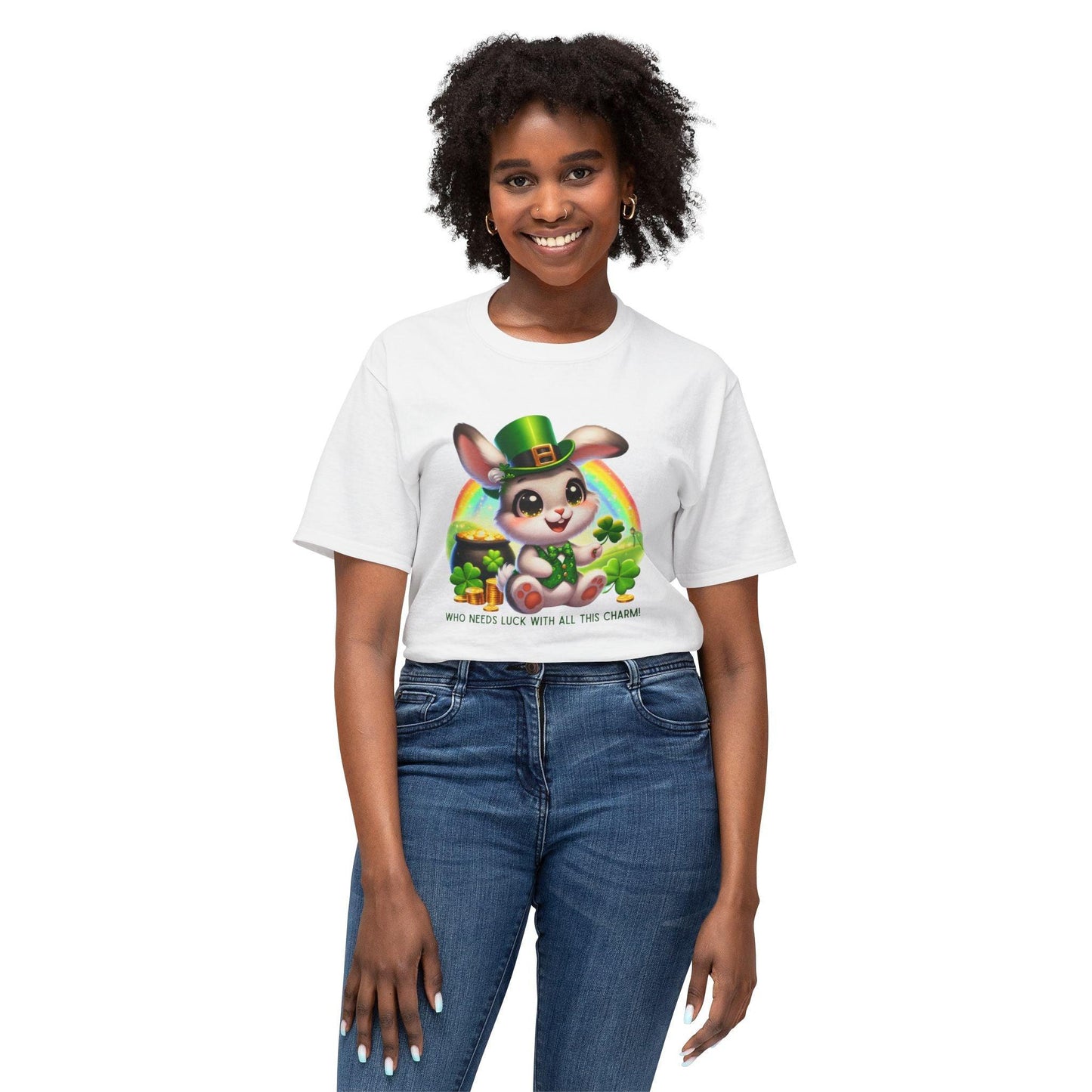Who Needs Luck with All This Charm? Unisex HD Cotton T-Shirt - Spread Luck and Laughter! 🍀🍀 - Whippie's
