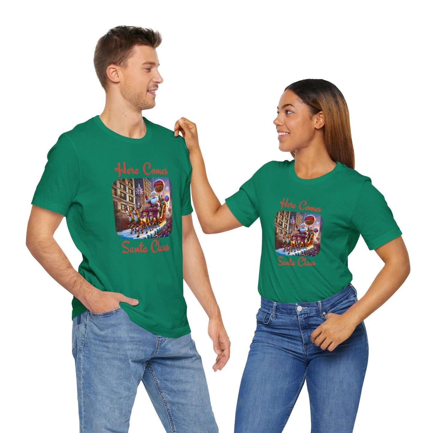 🎅 Here Comes Santa Claus 🎄 Unisex Jersey Tee ✨ - Whippie's