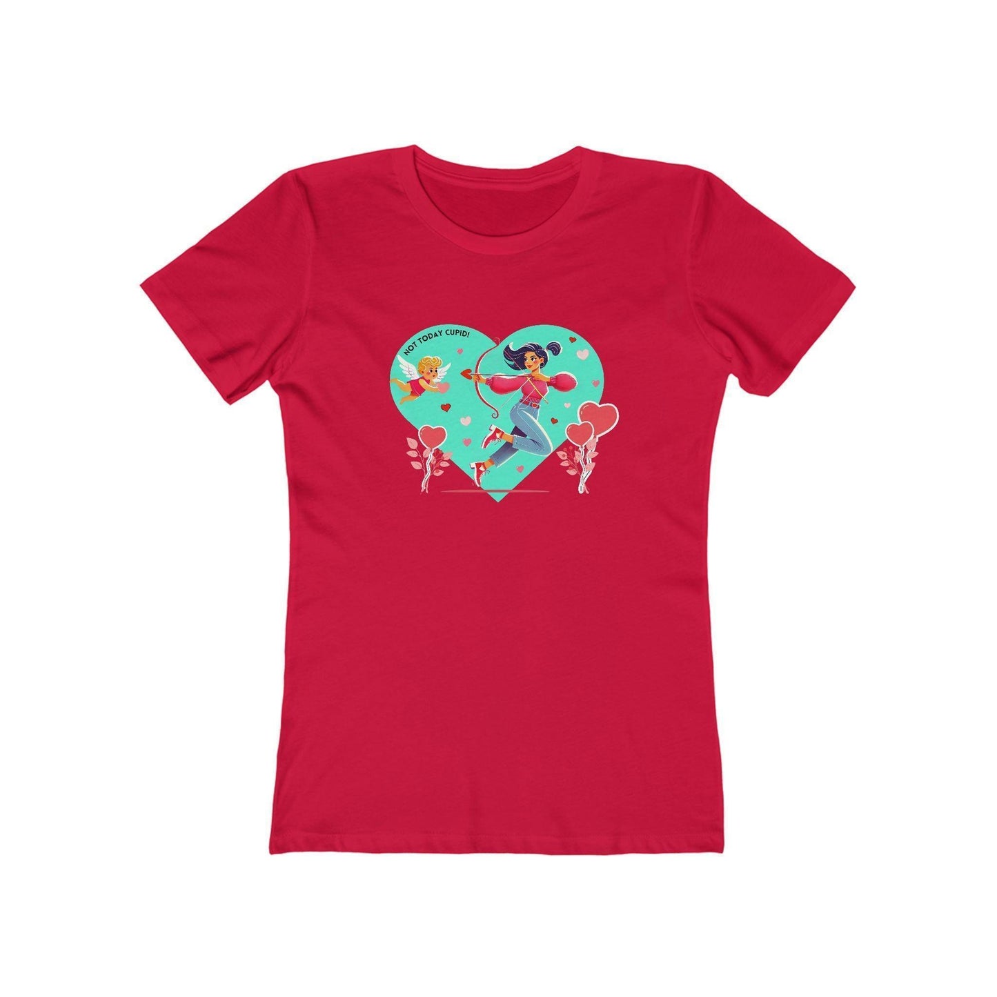 💖 Not Today Cupid! 💘 Women's Boyfriend Tee ✨ Love on your own terms! - Whippie's
