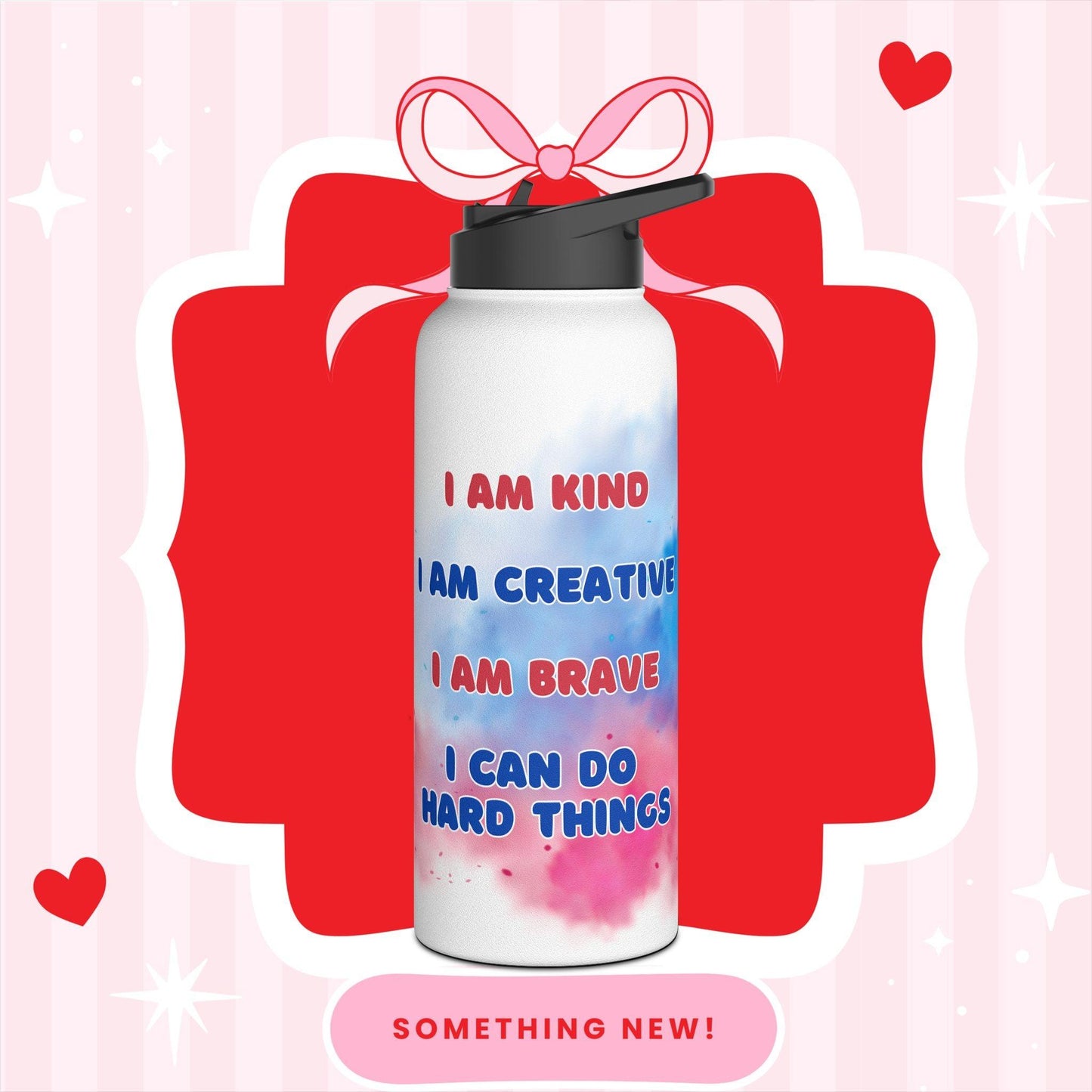 I Can Do Hard Things Stainless Steel Water Bottle - Personalizable - Whippie's