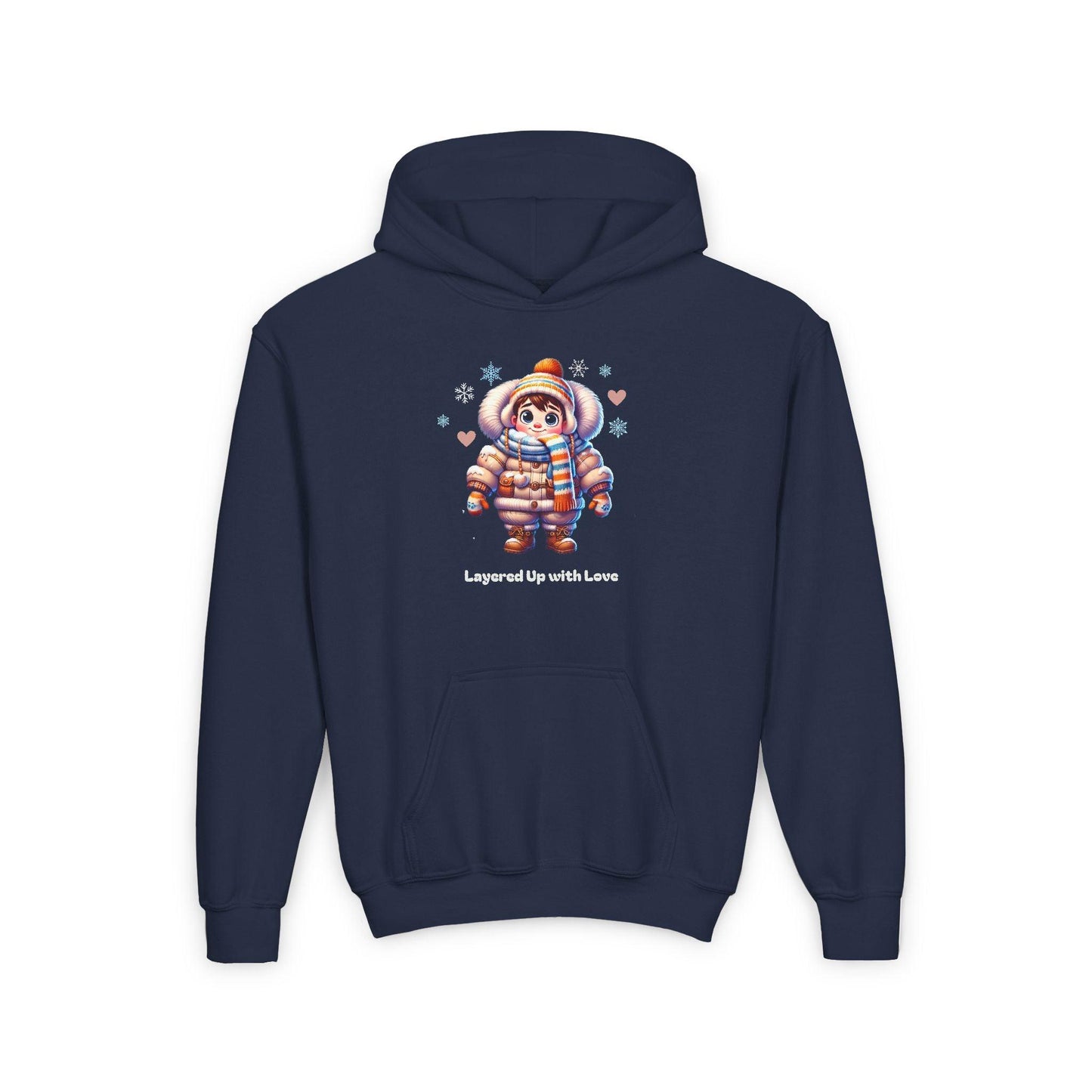 Layered Up with Love (Boy) - Cozy Comfort for Kids! ❄️💙 Youth Heavy Blend Hooded Sweatshirt - Whippie's