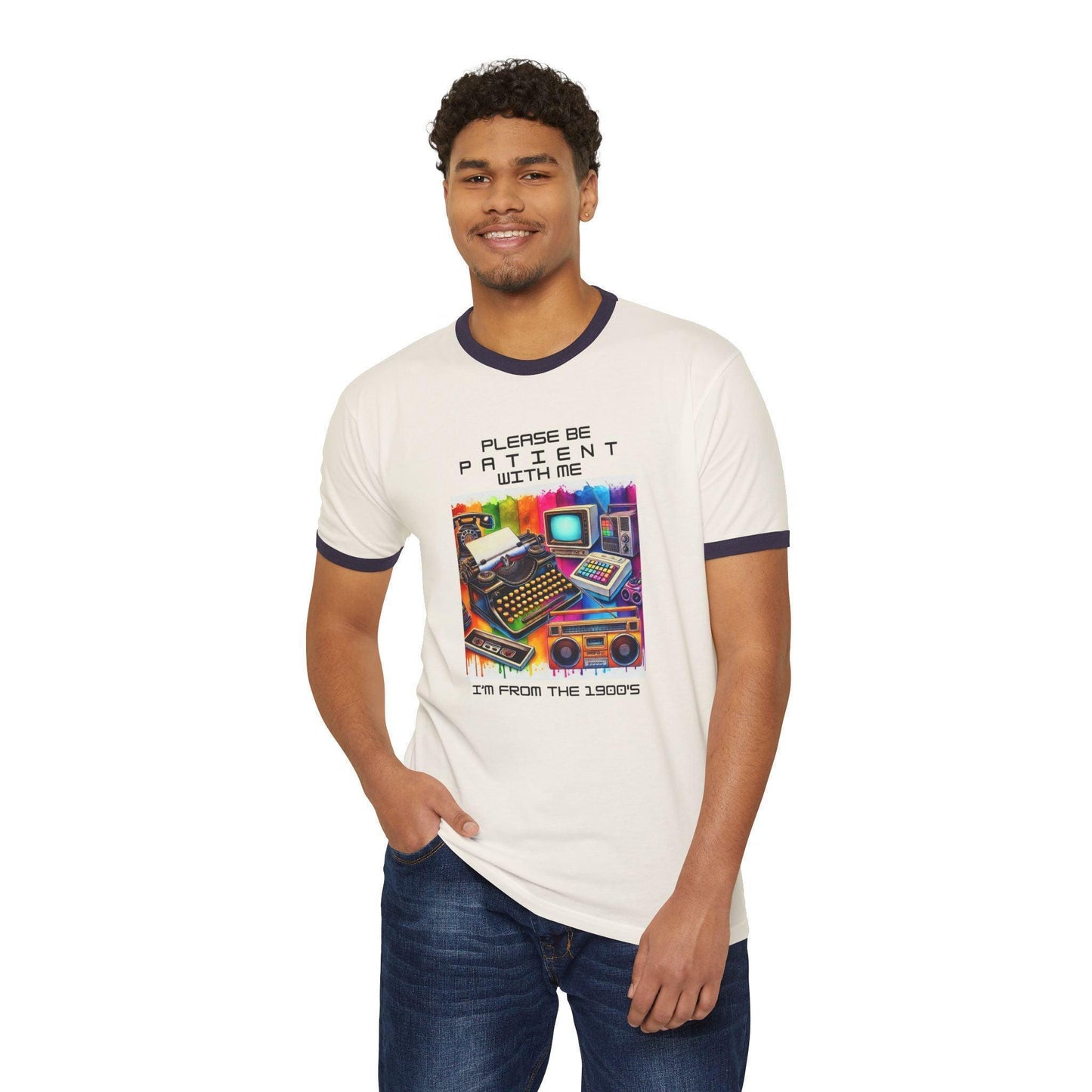 Please Be Patient, I'm from the 1900s 🕰️ - Unisex Cotton Ringer T-Shirt 🕰️ - Whippie's