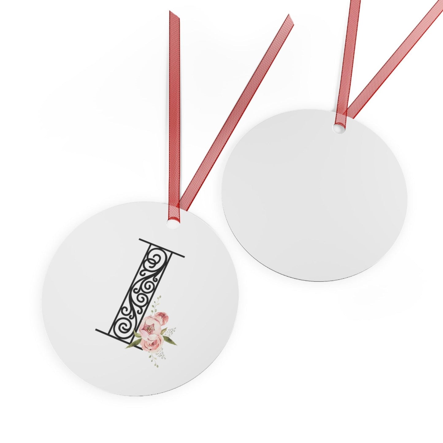 Floral Letters: Letter I - Metal Christmas Ornament - Whippie's
