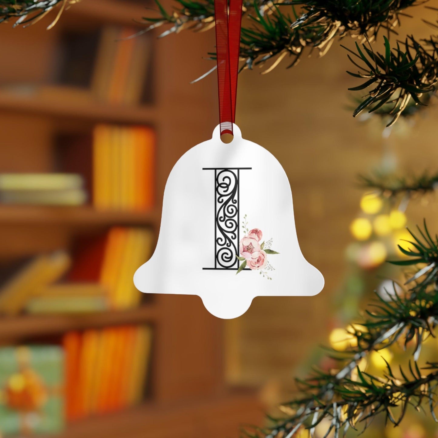 Floral Letters: Letter I - Metal Christmas Ornament - Whippie's