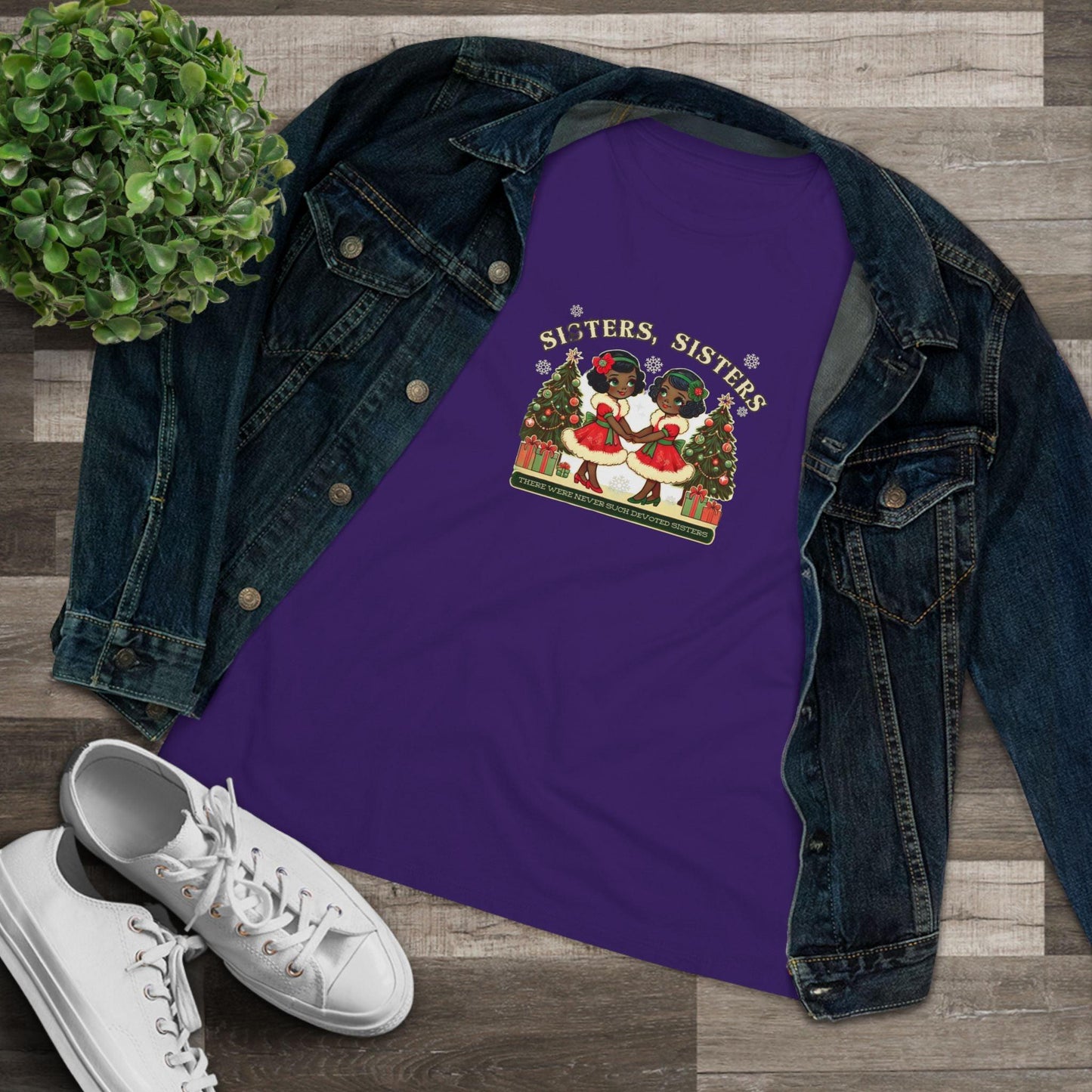 Sisters, Sisters (Black Sisters) - There Were Never Such Devoted Sisters! 👭🏿🎄 - Women's Softstyle Tee - Whippie's