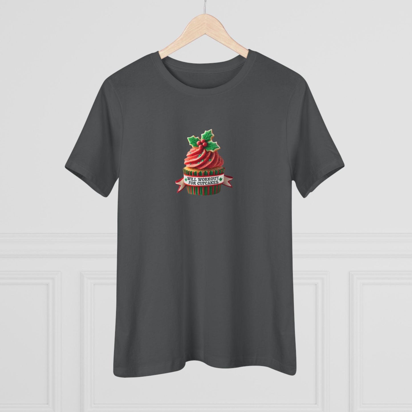 Will Workout for Cupcakes - Christmas Edition - Fuel Your Fitness! 🧁💪🎄 - Women's Softstyle Tee - Whippie's