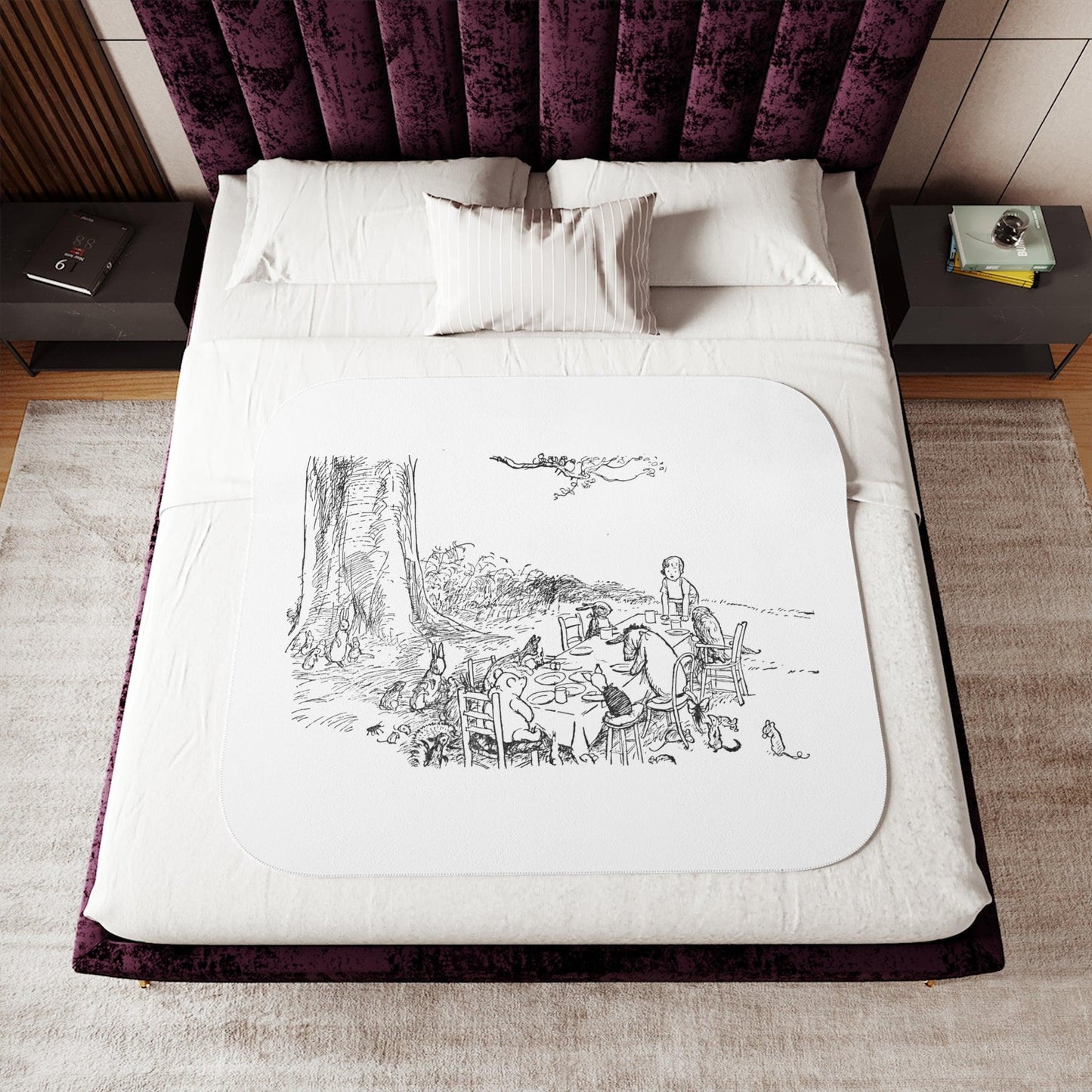 Classic Pooh Tea Party Sherpa Blanket - Hunny-Sweet Dreams! 🍯✨ - Whippie's