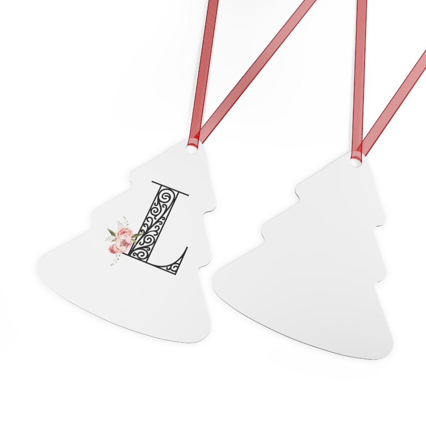 Floral Letters: Letter L - Metal Christmas Ornament - Whippie's