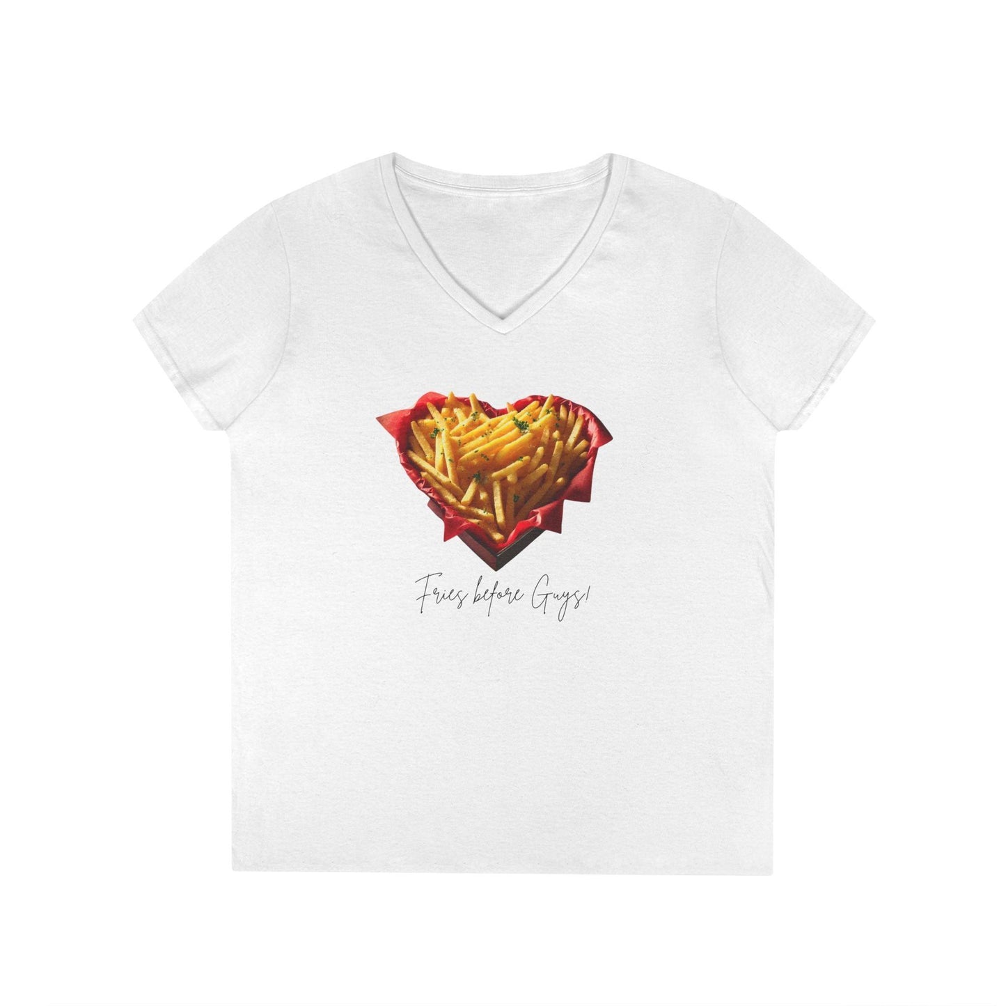 🍟 Fries Before Guys! ❤️ Ladies' V-Neck Tee ✨ Celebrate your love for fries! - Whippie's