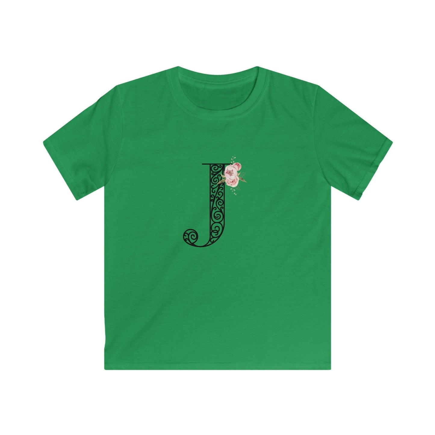 Floral Letters: Letter J - Kids Softstyle Tee - Whippie's