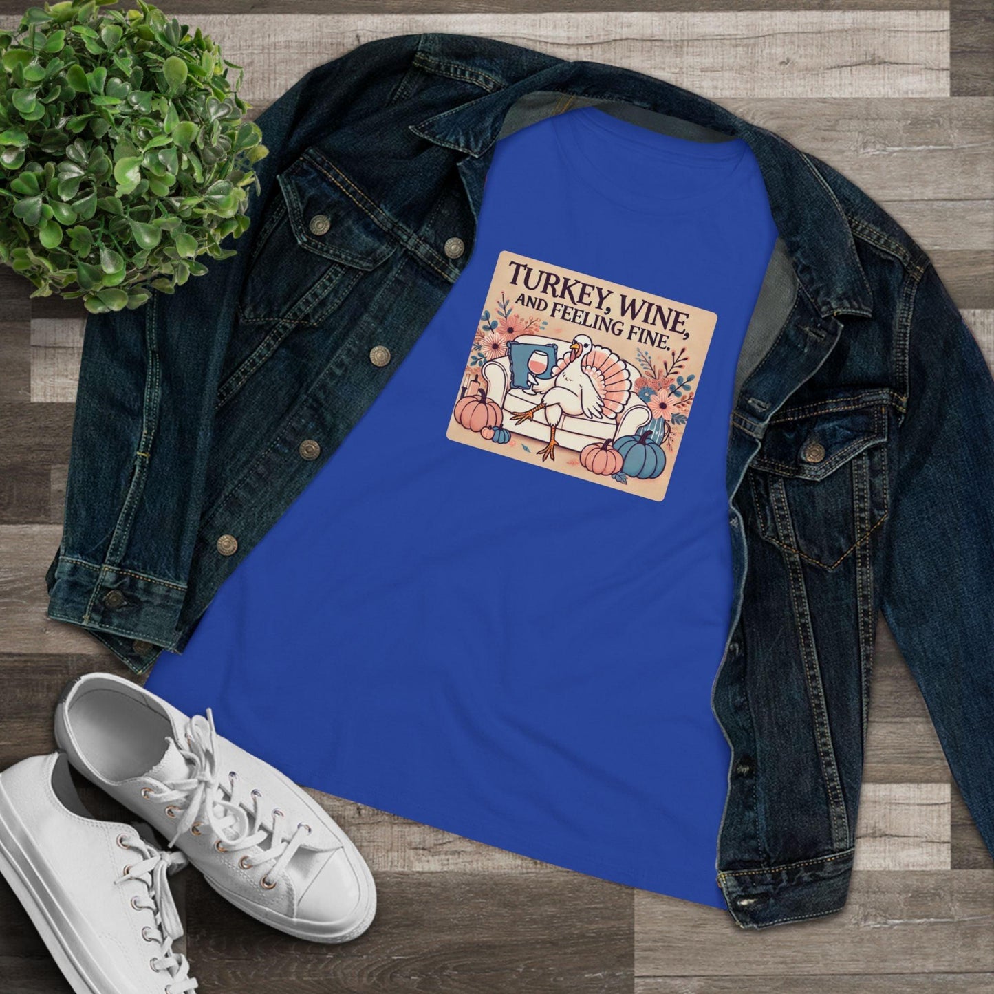 Turkey, Wine, Feeling Fine - Cheers to Thanksgiving! 🦃🍷 - Women's Softstyle Tee - Whippie's