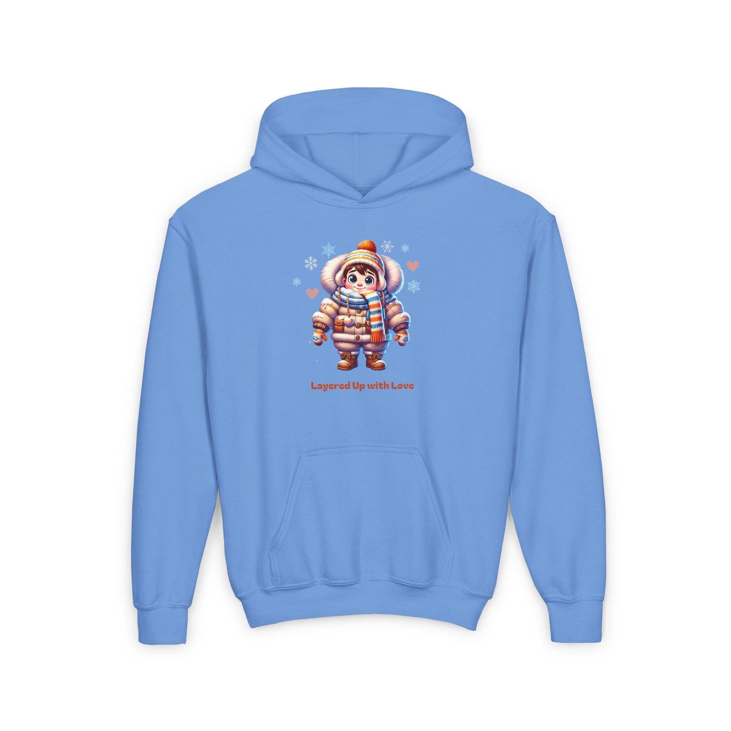 Layered Up with Love (Boy) - Cozy Comfort for Kids! ❄️💙 Youth Heavy Blend Hooded Sweatshirt - Whippie's