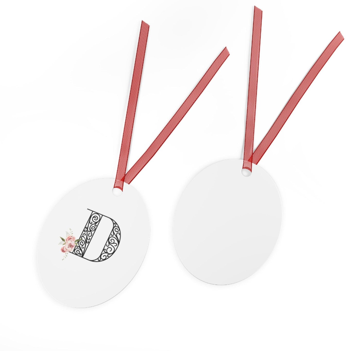Floral Letters: Letter D - Metal Christmas Ornament - Whippie's