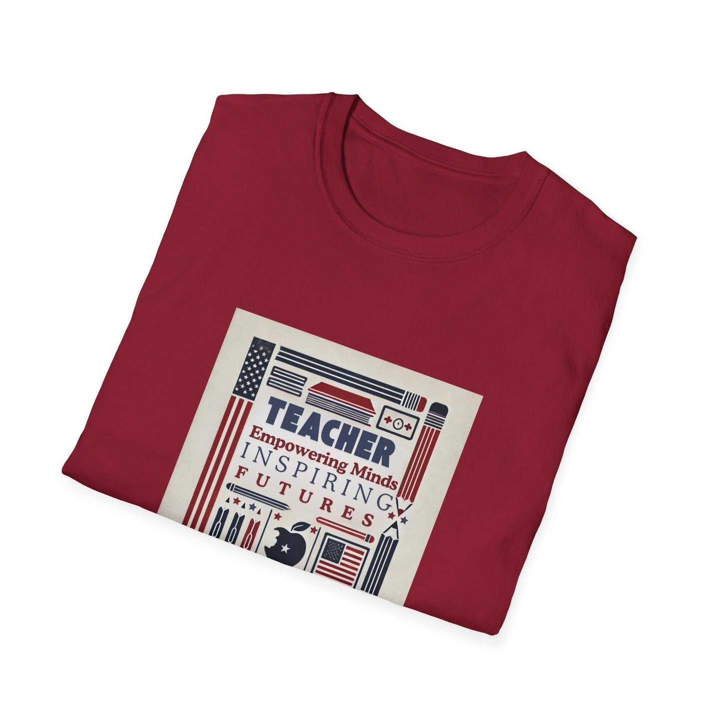 Teacher, Empowering Minds, Inspiring Futures Tee 🍎📚 - Patriotic Colors - Unisex T-Shirt - Whippie's