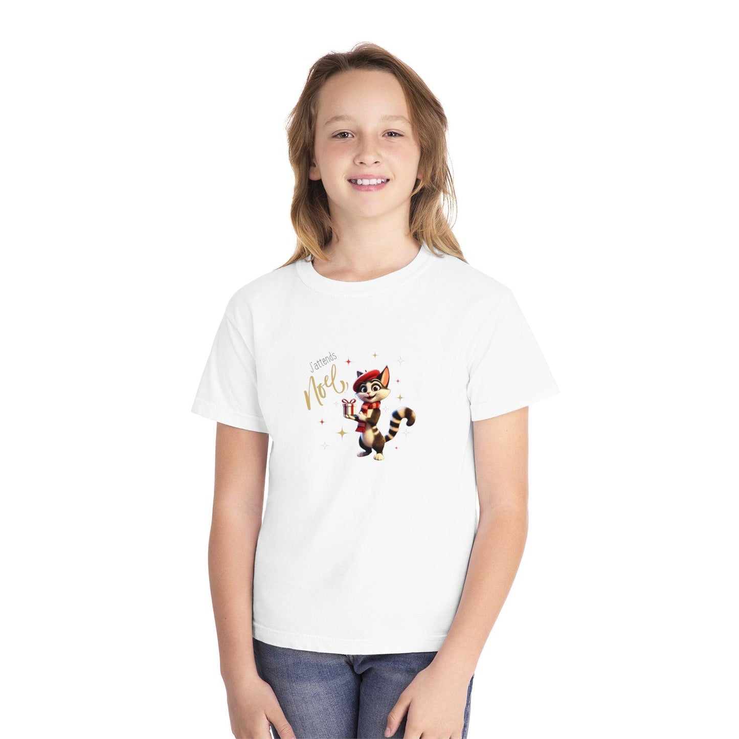 J'attends Noël 🐈⬛ Youth Midweight Tee 🎄 A purr-fectly Parisian Christmas for your little one! - Whippie's