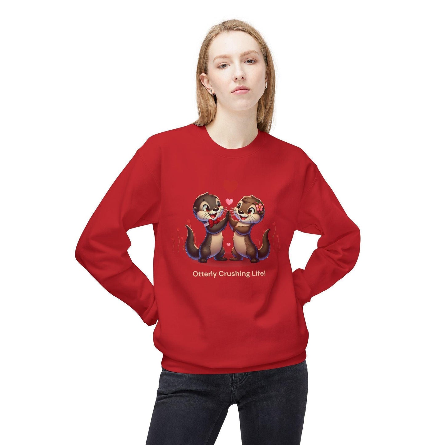 Otterly Crushing Life! Unisex Fleece Sweatshirt - Embrace Joy, Celebrate Friendship 💖🦦 - Whippie's