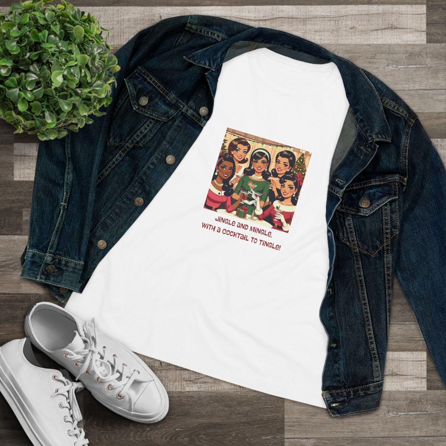 Holiday Friends Sipping Cocktails - Women's Softstyle Tee - Whippie's