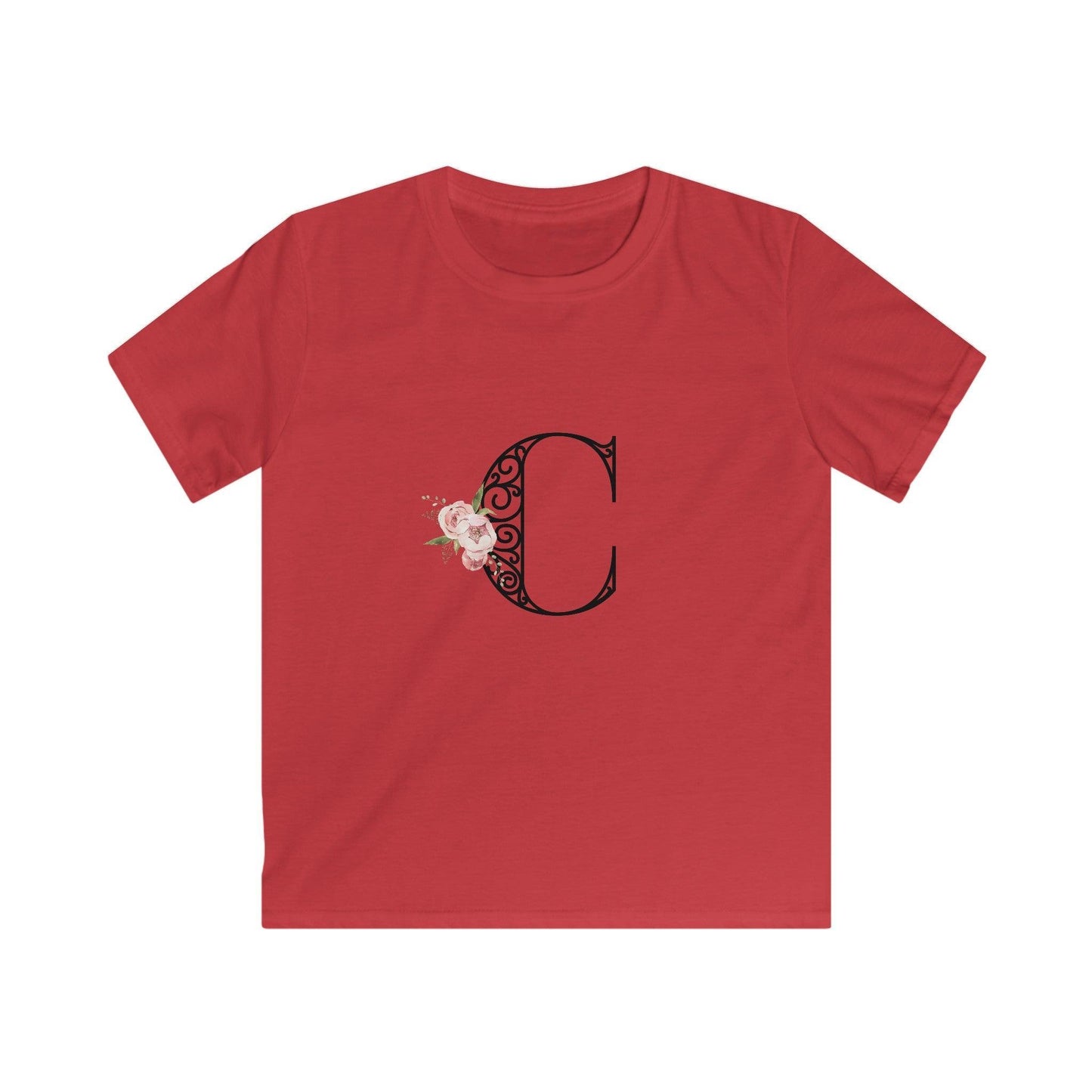 Floral Letters: Letter C - Kids Softstyle Tee - Whippie's