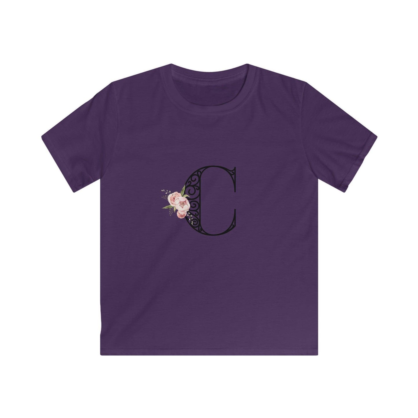 Floral Letters: Letter C - Kids Softstyle Tee - Whippie's