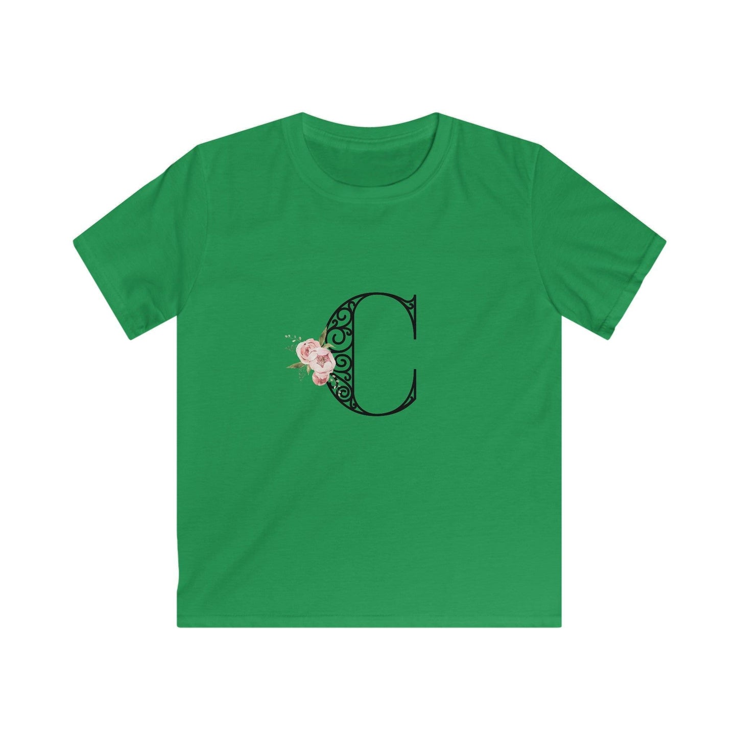 Floral Letters: Letter C - Kids Softstyle Tee - Whippie's