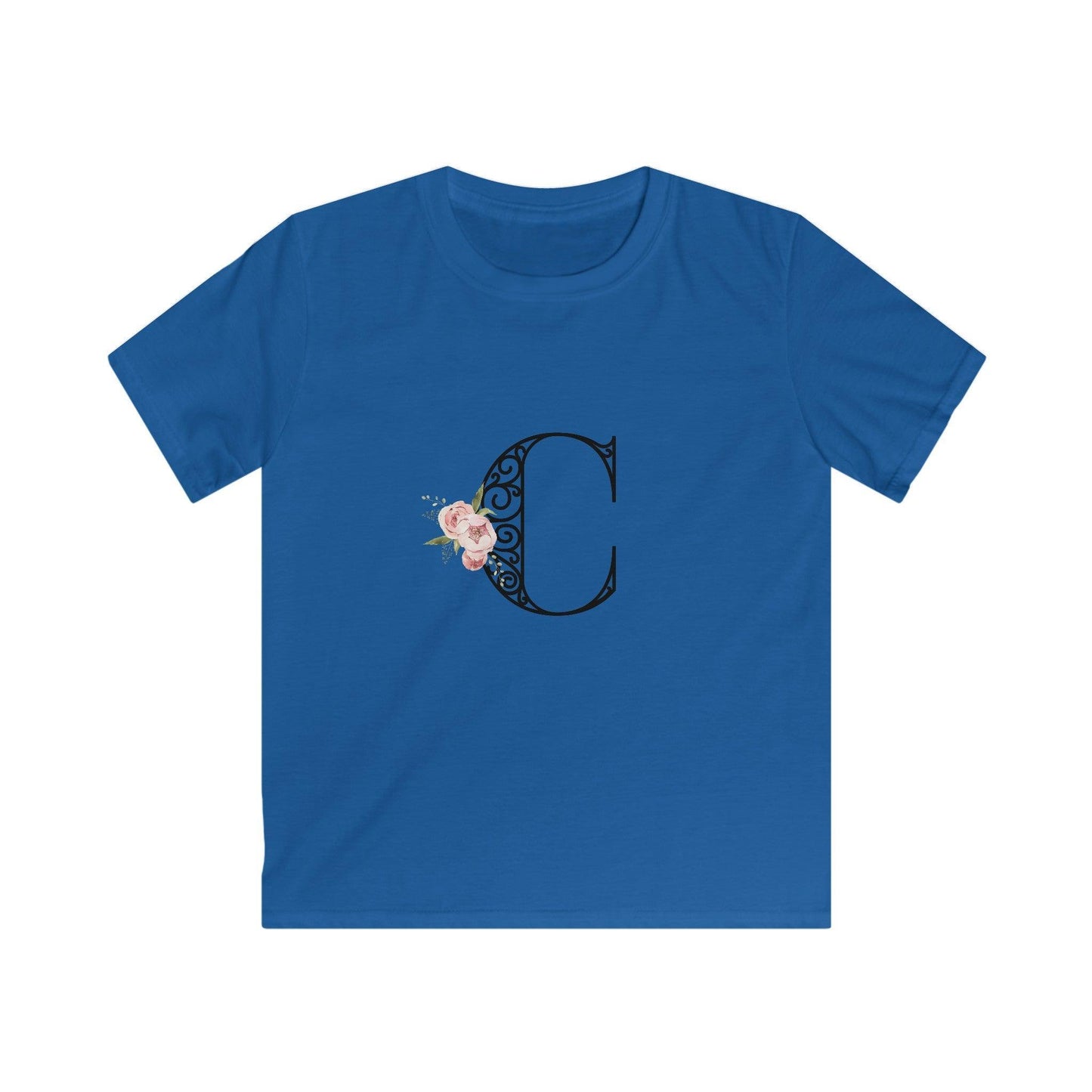 Floral Letters: Letter C - Kids Softstyle Tee - Whippie's
