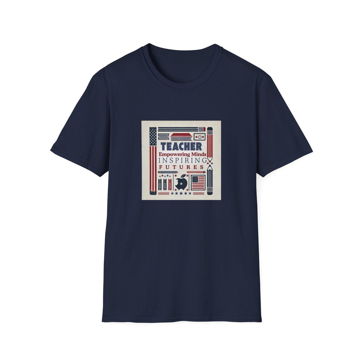 Teacher, Empowering Minds, Inspiring Futures Tee 🍎📚 - Patriotic Colors - Unisex T-Shirt - Whippie's