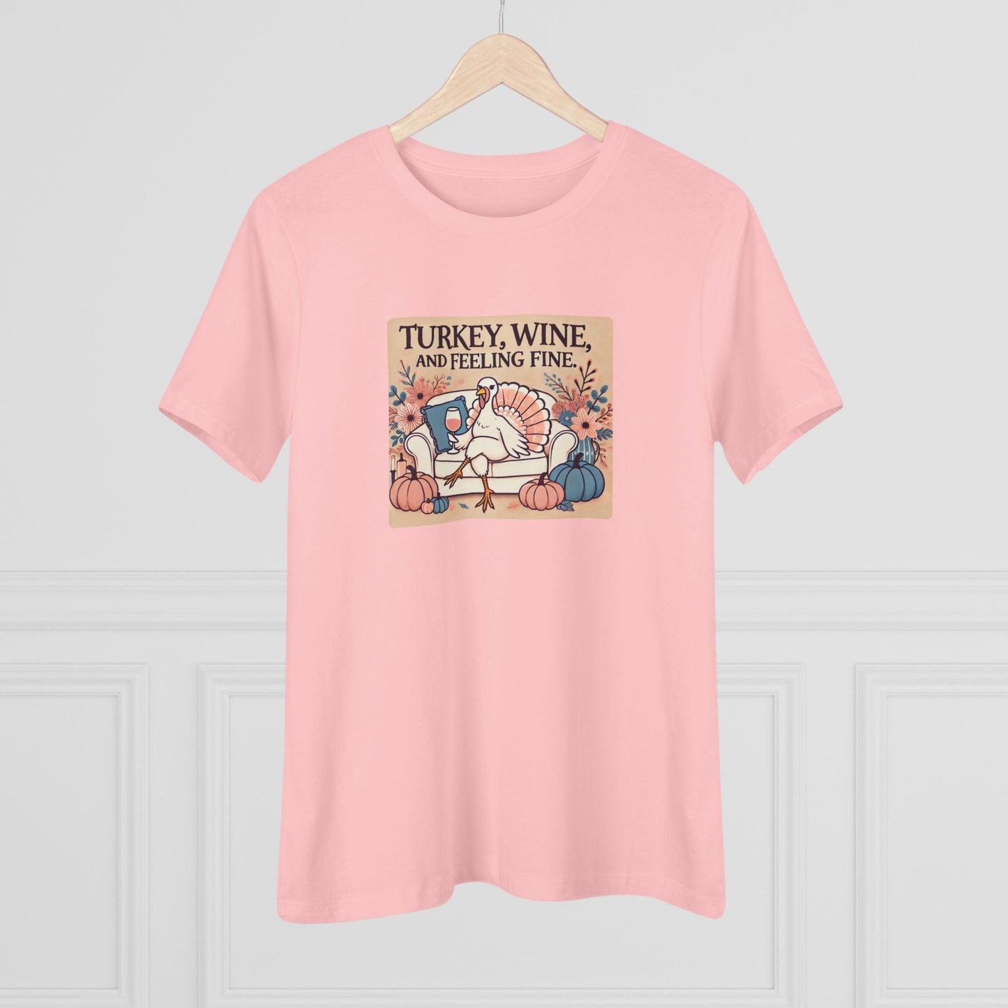 Turkey, Wine, Feeling Fine - Cheers to Thanksgiving! 🦃🍷 - Women's Softstyle Tee - Whippie's