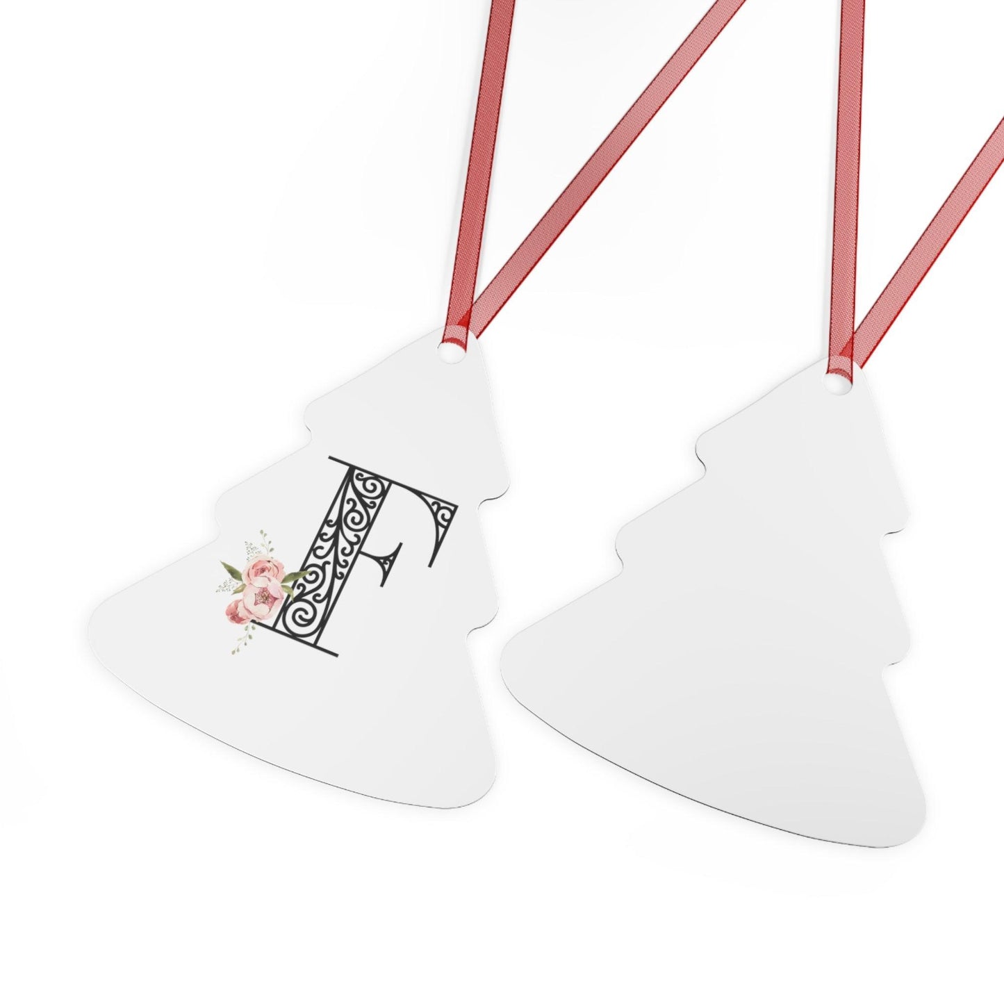 Floral Letters: Letter F - Metal Christmas Ornament - Whippie's