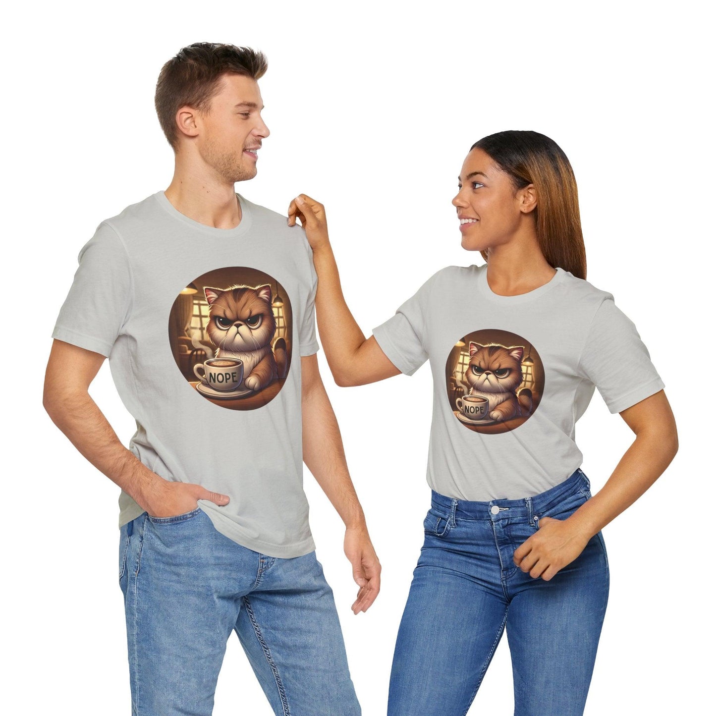 Grumpy Cat Cafe - Unisex Jersey Tee - 🐱☕ Nope, Not Today! ☕🐱 - Whippie's