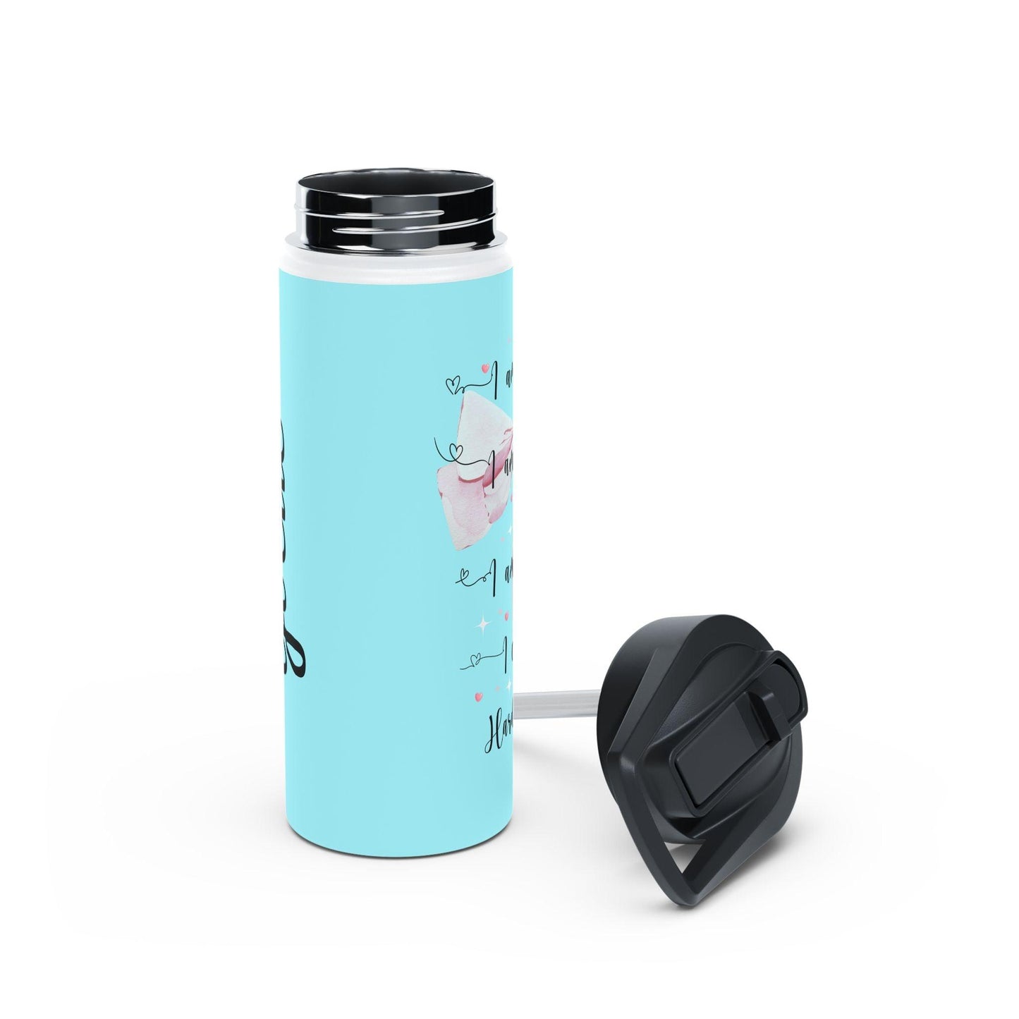 I am Kind, I am Creative, I am Brave, I can Do Hard Things Stainless Steel Water Bottle - Personalizable - Whippie's